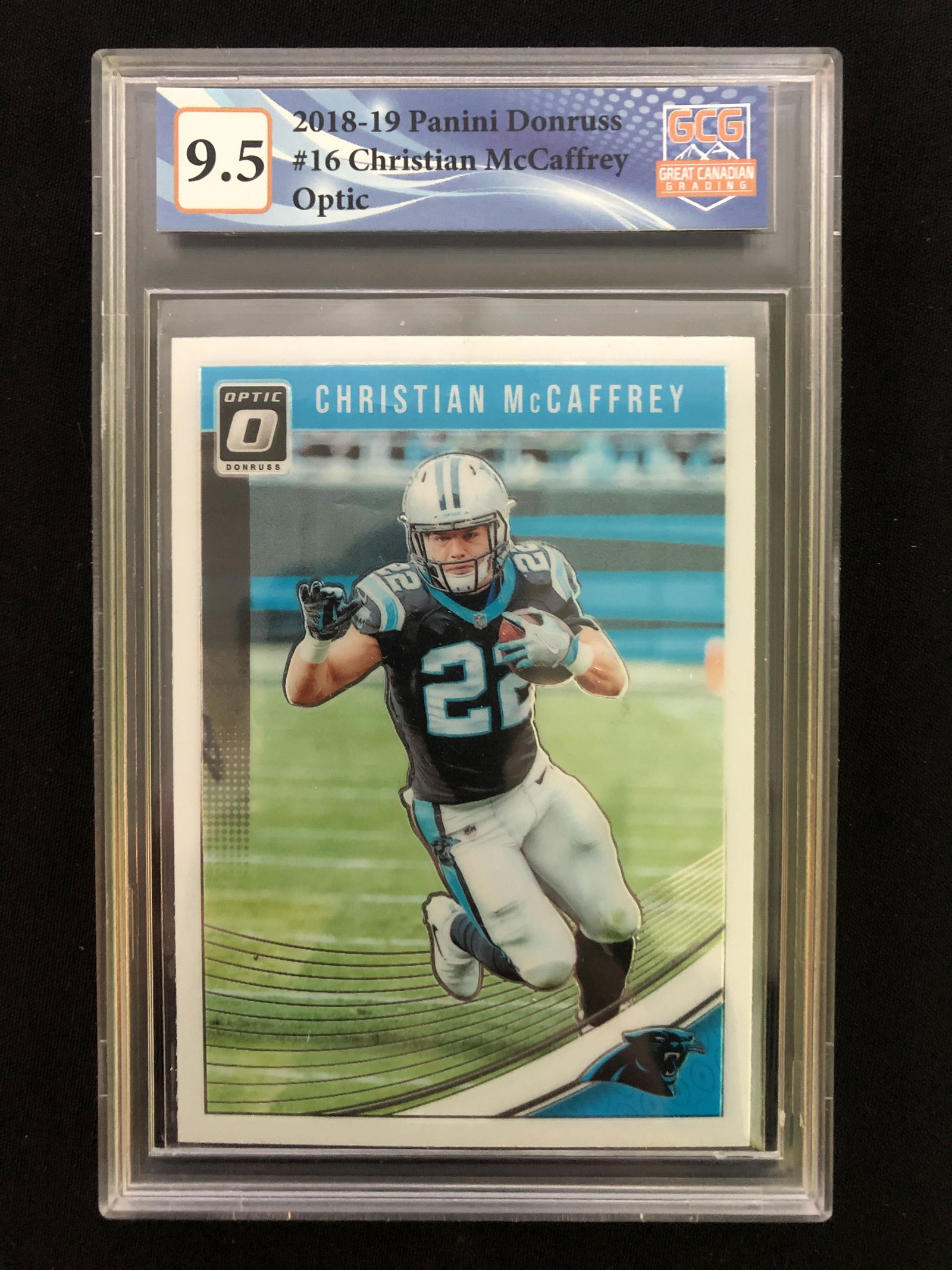 2018-19 PANINI DONRUSS NO.16 CHRISTIAN McCAFFREY OPTIC (GCG 9.5) (1 of 1)
