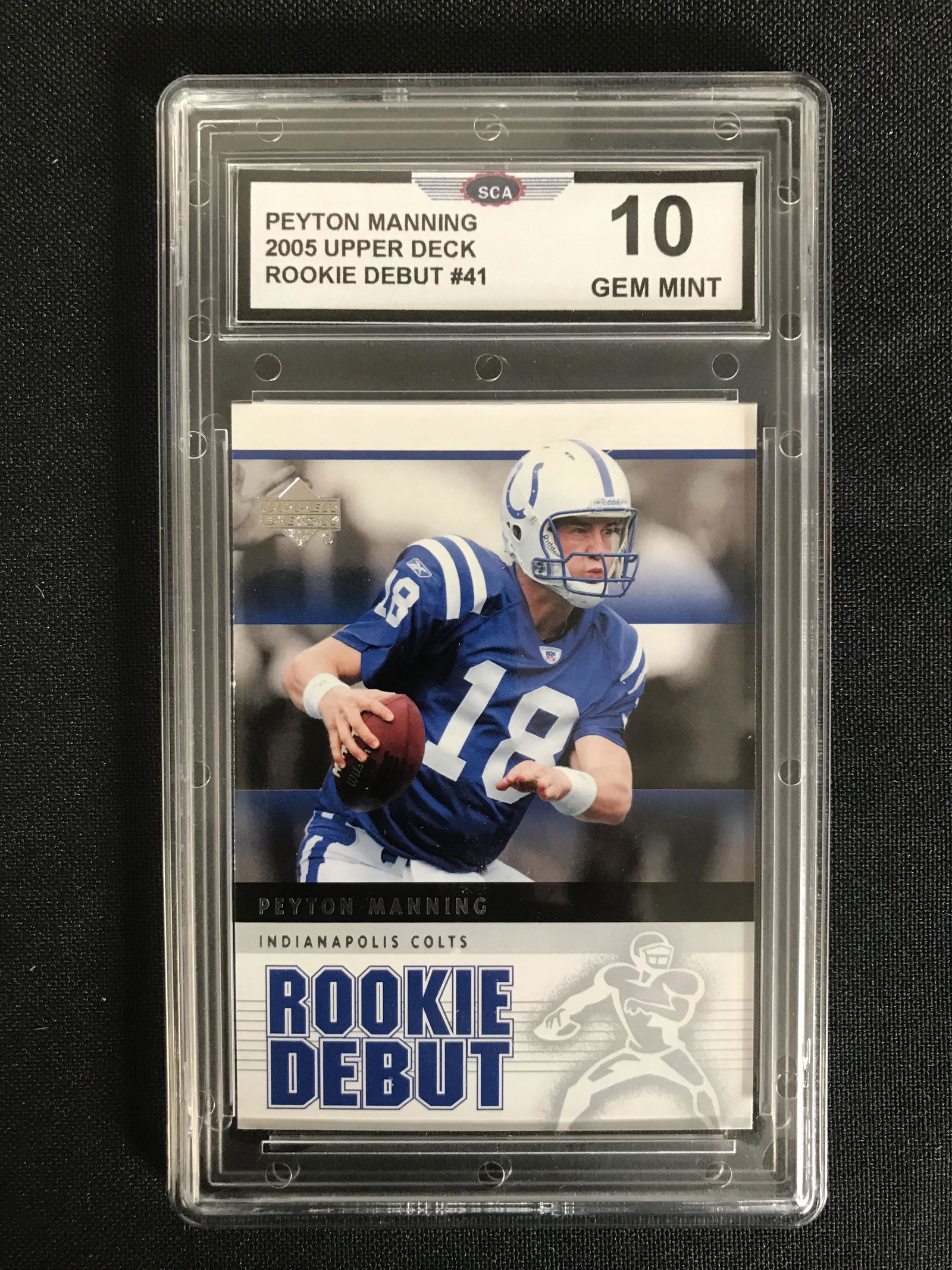 2005 UPPER DECK NO.41 PEYTON MANNING ROOKIE DEBUT (GEM MINT 10) (1 of 1)