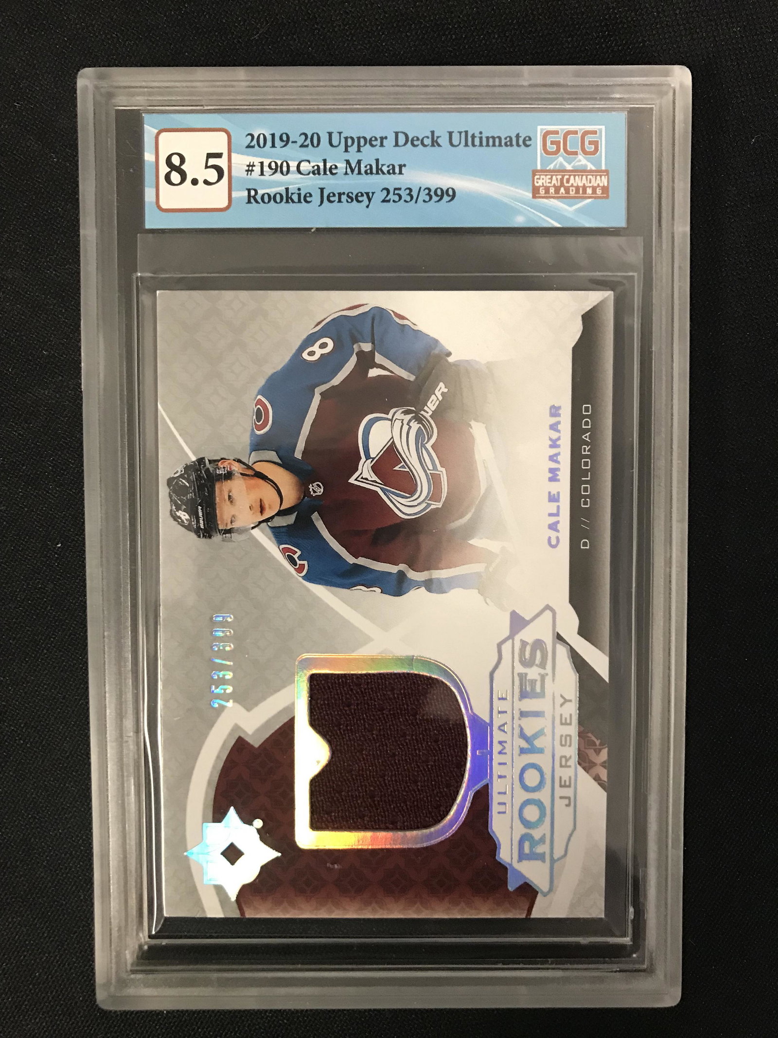 2019-20 UD ULTIMATE NO.190 CALE MAKAR ROOKIE JERSEY 253/399 (GCG 8.5) (1 of 2)