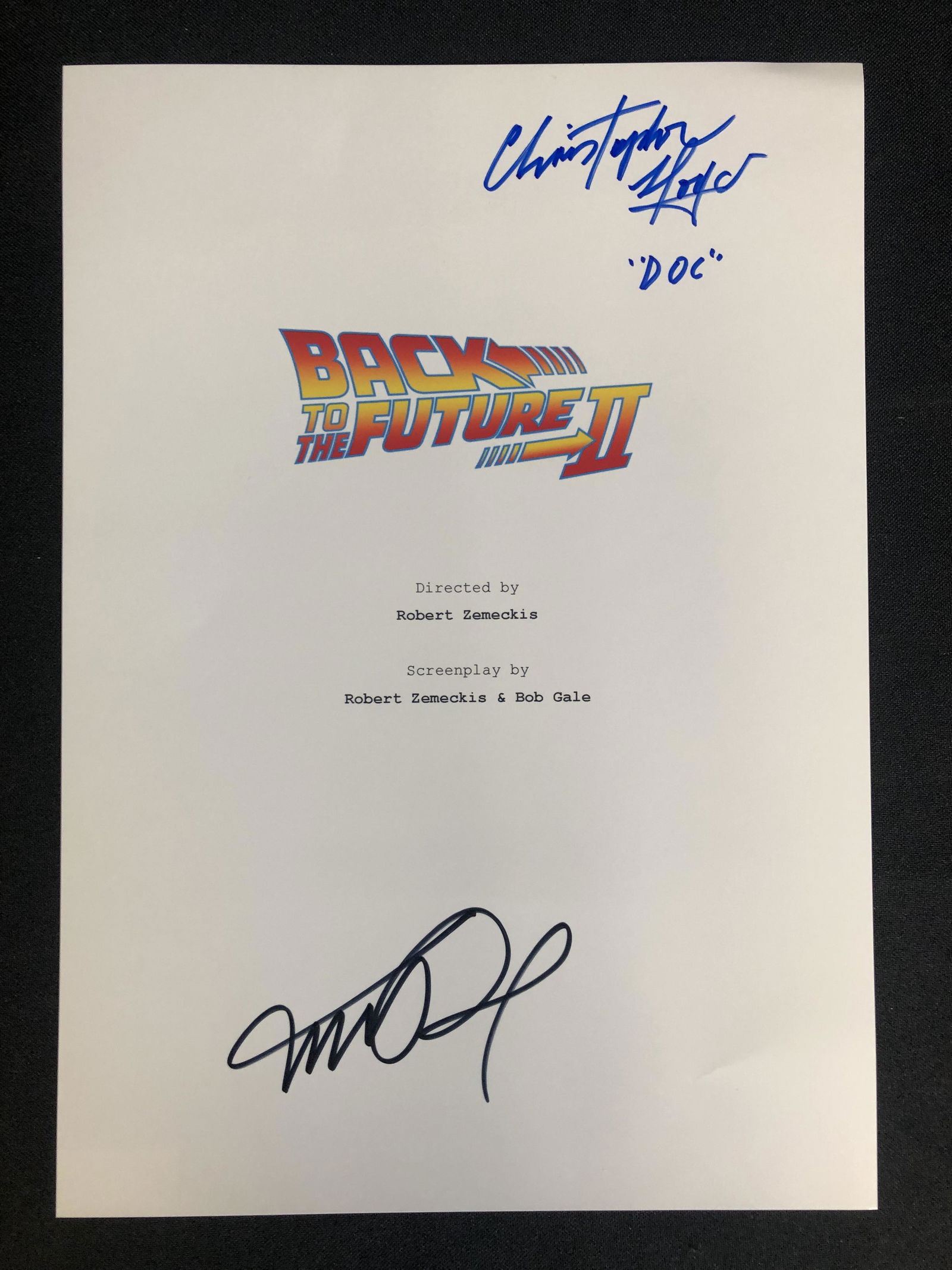 CHRISTOPHER LLOYD AND MICHAEL J. FOX SIGNED BACK TO THE FUTURE SCRIPT (RA COA) (1 of 3)