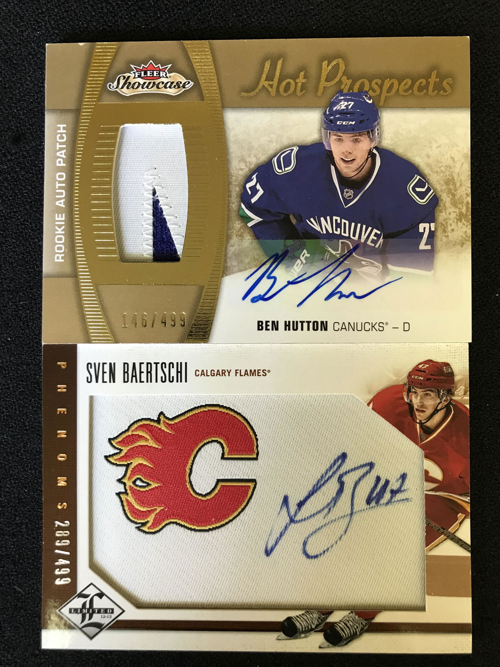 NHL HOCKEY AUTO PATCH CARD LOT (BEN HUTTON, SVEN BAERTSCHI) (1 of 1)