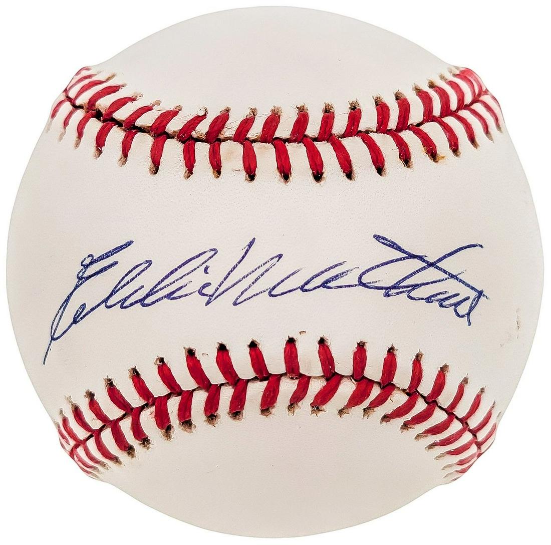 EDDIE MATHEWS SIGNED RAWLINGS BASEBALL (BECKETT COA) (1 of 2)