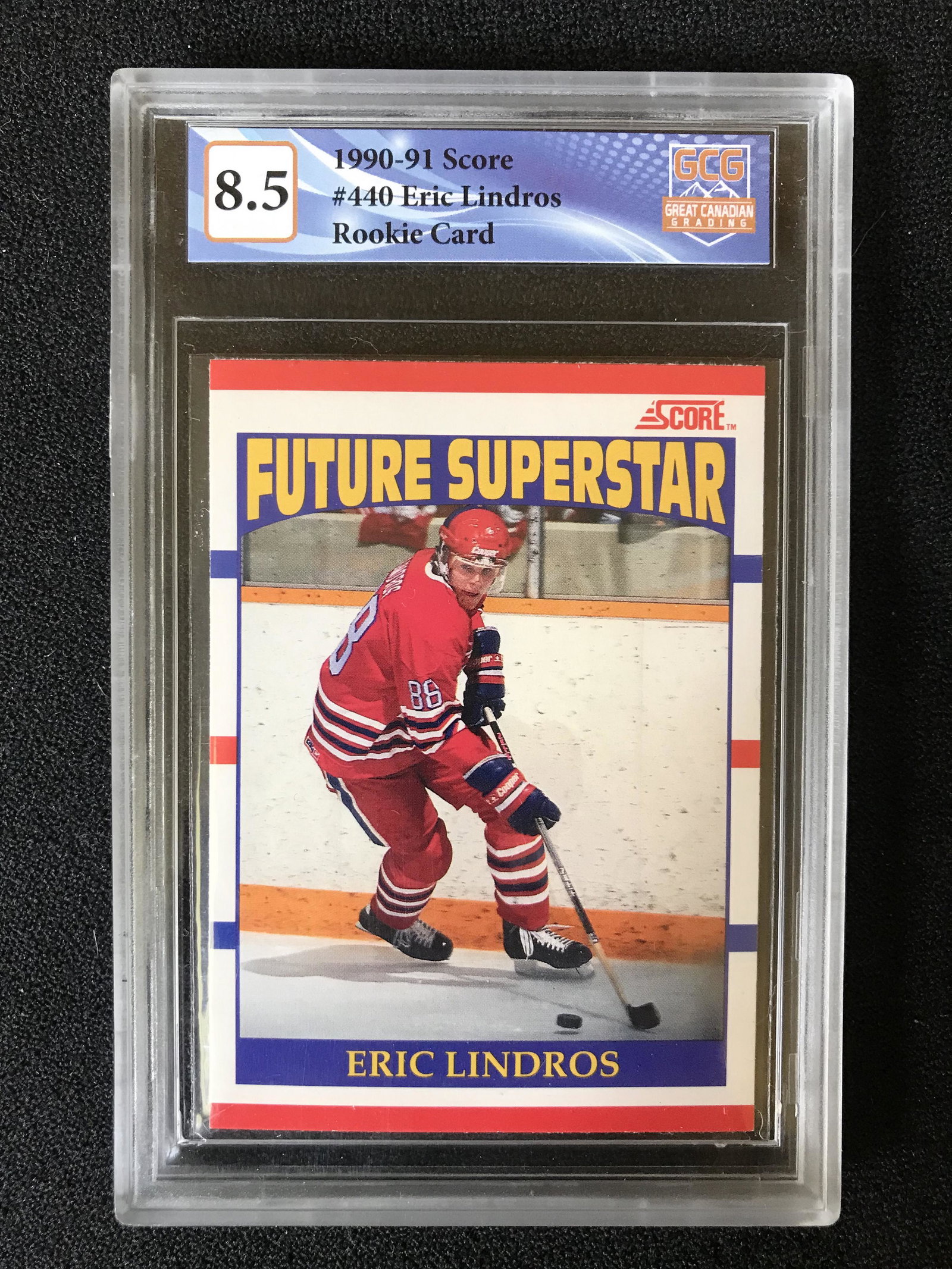 1990-91 SCORE NO.440 ERIC LINDROS RC (GCG 8.5): 1990-91 SCORE NO.440 ERIC LINDROS RC (GCG 8.5)