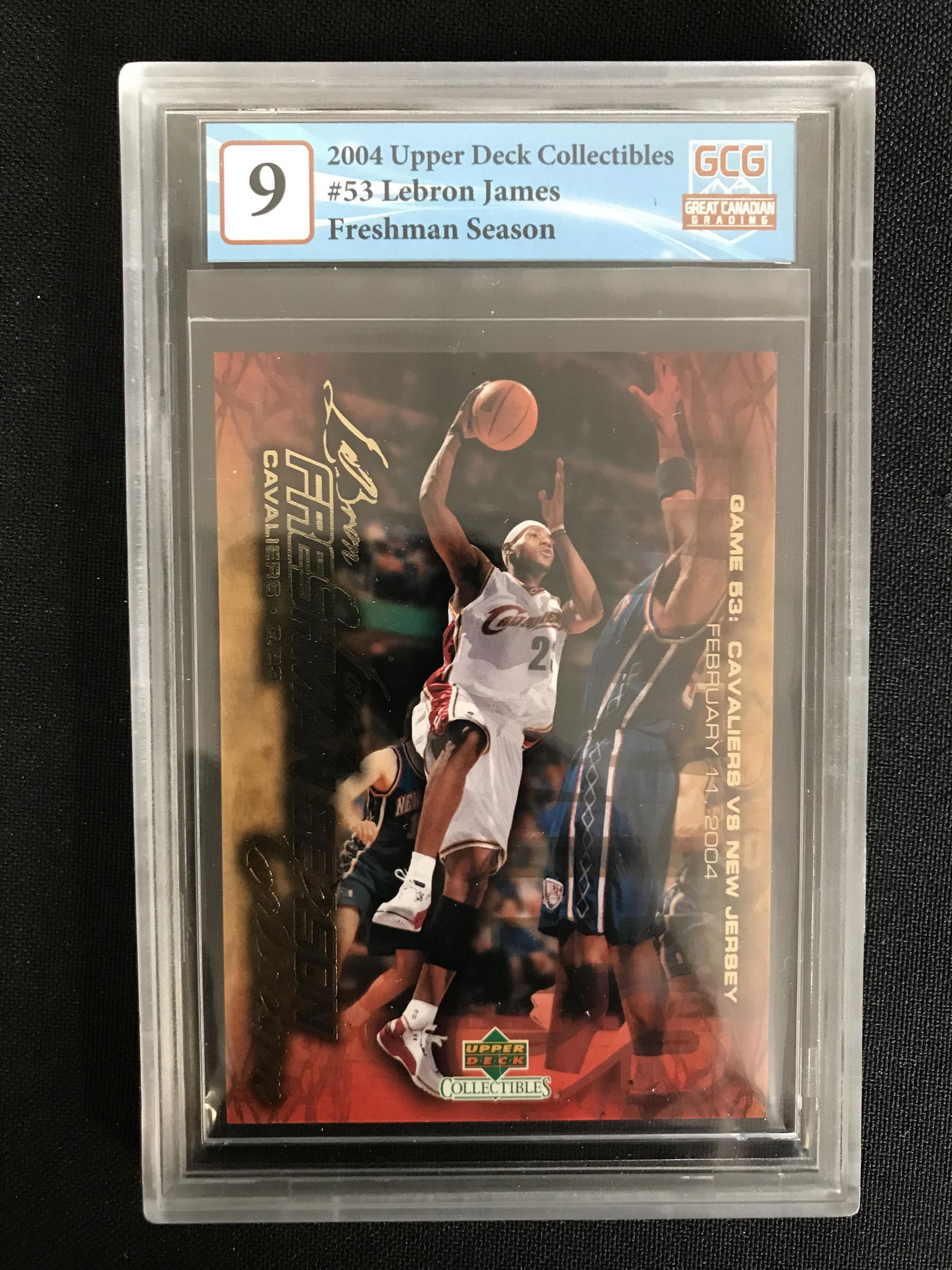 2004 UPPER DECK COLLECTIBLES NO.53 LEBRON JAMES FRESHMAN SEASON (GCG 9) (1 of 2)