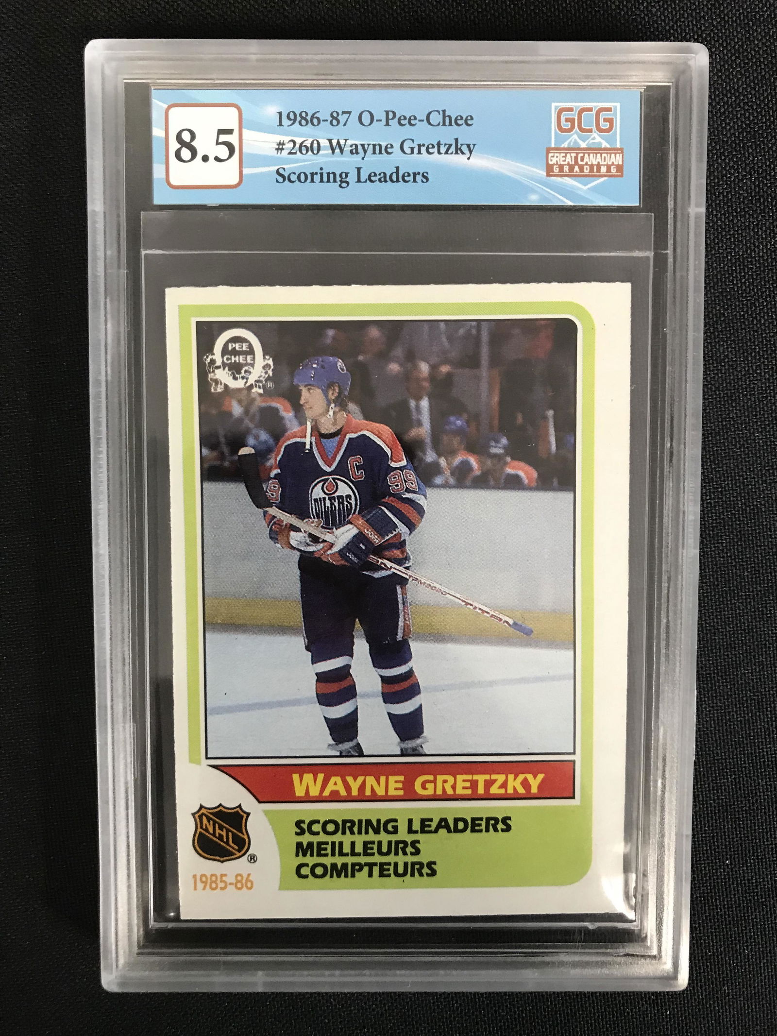 1986-87 O-PEE-CHEE NO.260 WAYNE GRETZKY SCORING LEADERS (GCG 8.5) (1 of 2)