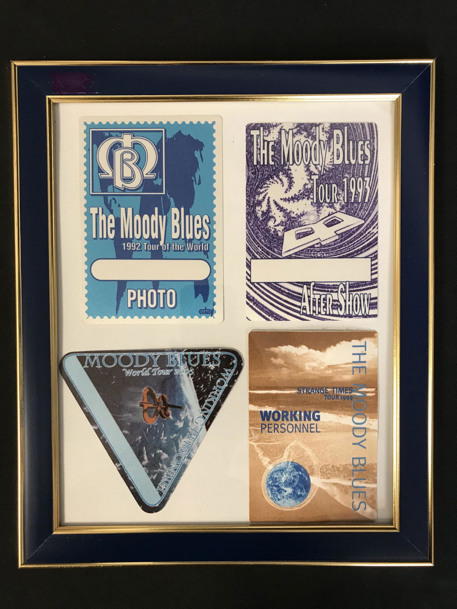 THE MOODY BLUES BACKSTAGE PASS LOT FRAMED (1 of 1)