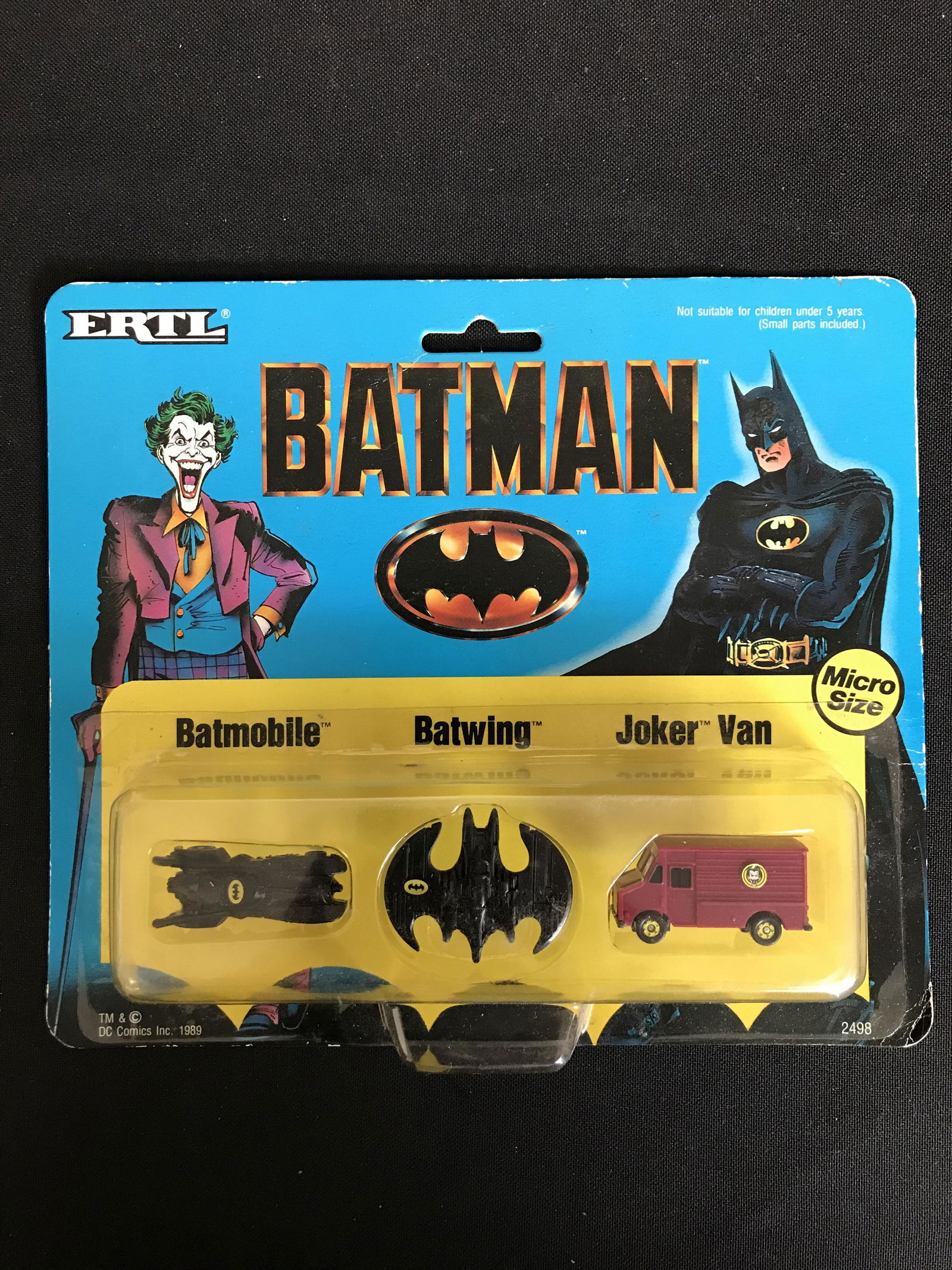ERTL MICRO SIZE 1989 BATMAN BATMOBILE BATWING AND JOKER VAN 3 PIECE SET (1 of 1)