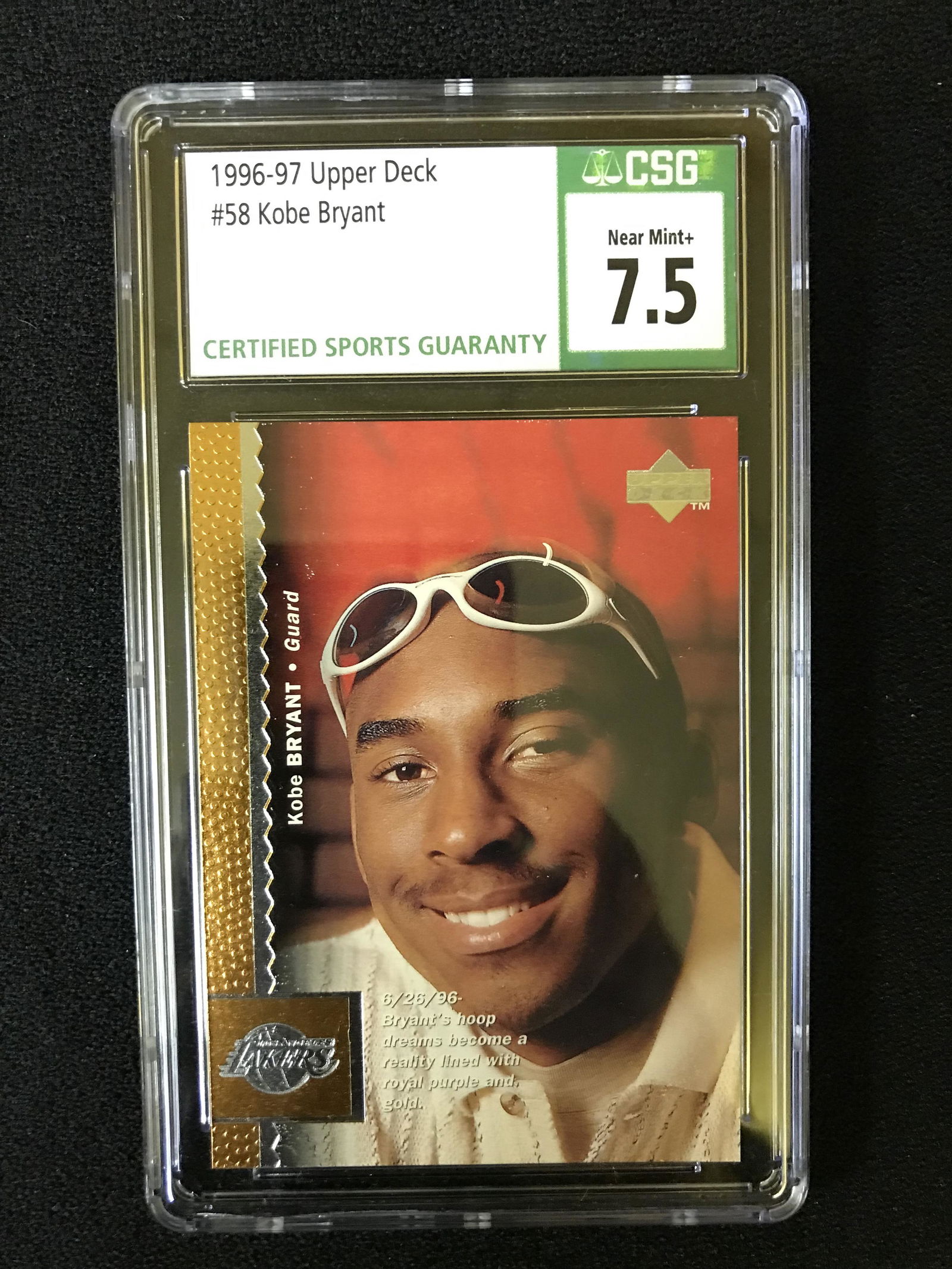 1996-97 UPPER DECK NO.58 KOBE BRYANT (NEAR MINT  7.5) (1 of 1)