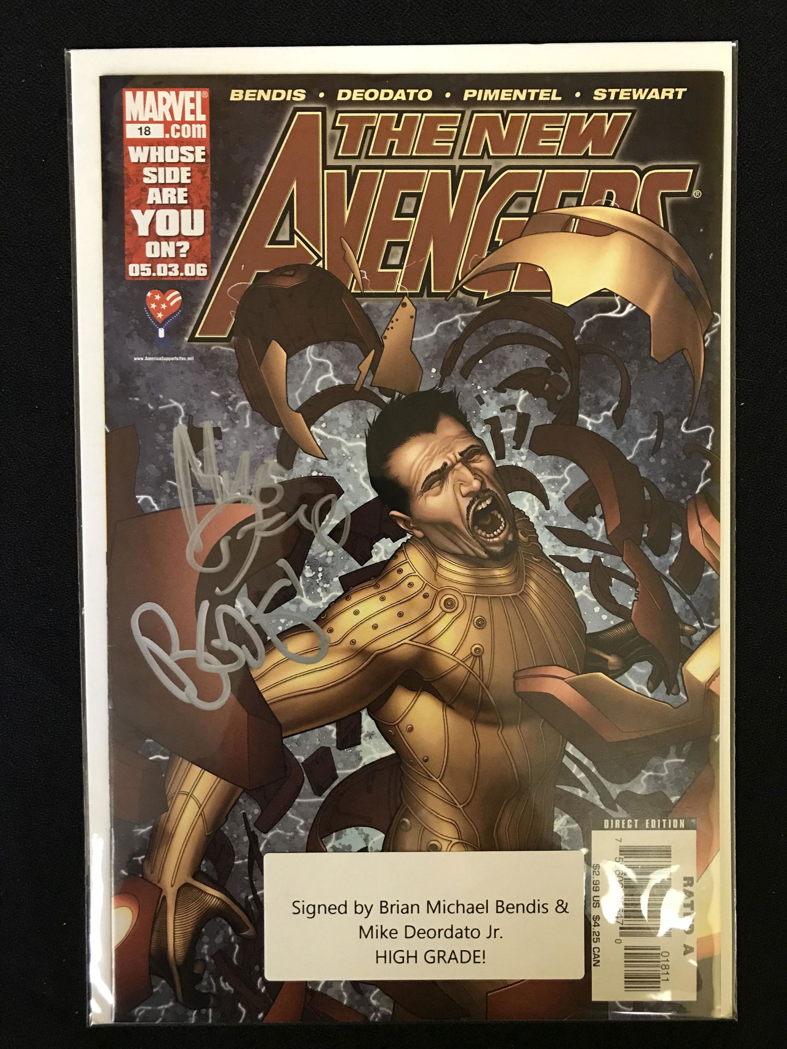 THE NEW AVENGERS NO.18 (MARVEL COMICS) Signed by Brian Michael Bendis and Mike Deordato Jr. (1 of 1)