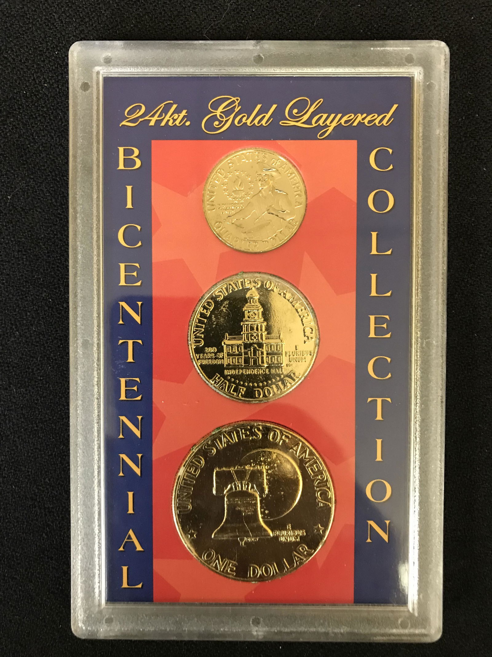 USA 1776-1976 BICENTENNIAL COINAGE SET LAYERED IN 24K GOLD (1 of 1)