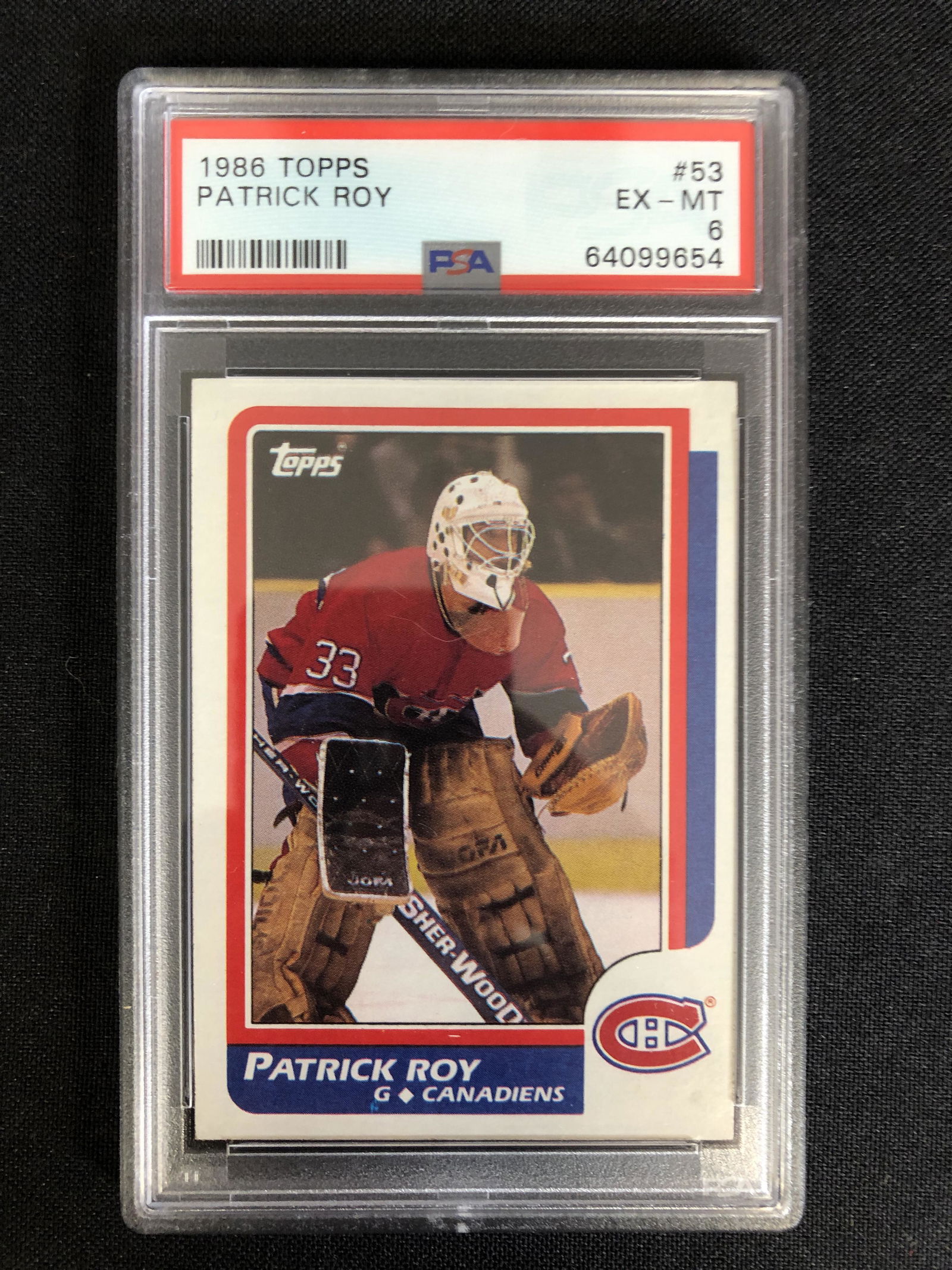 1986-87 TOPPS PATRICK ROY ROOKIE CARD (OSA 6) (1 of 2)