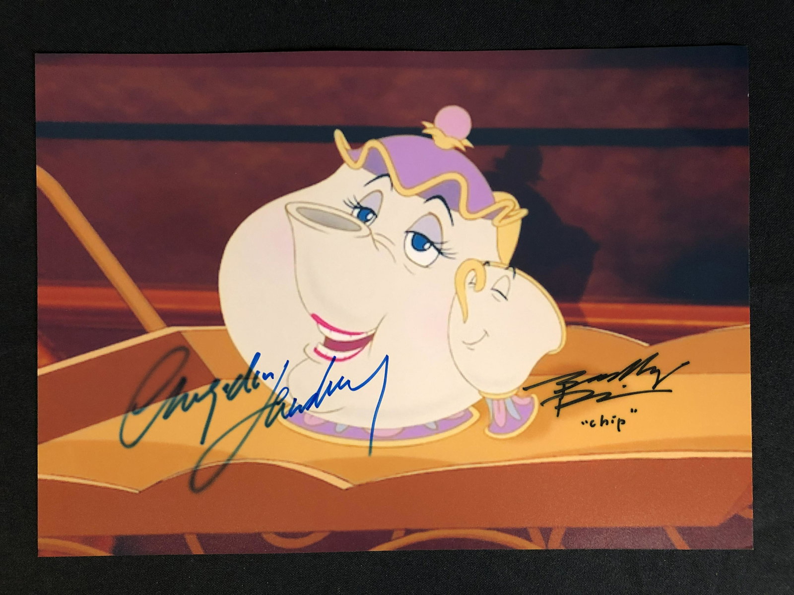 ANGELA LANSBURY AND BRADLEY PIERCE DUAL SIGNED BEAUTY AND THE BEAST 8 X 10 (RA COA): ANGELA LANSBURY AND BRADLEY PIERCE DUAL SIGNED BEAUTY AND THE BEAST 8 X 10 (RA COA)