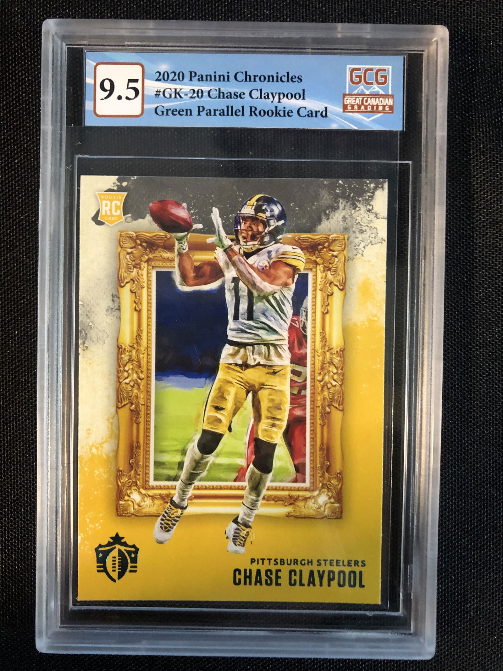 2020 PANINI CHRONICLES NO. GK-20 CHASE CLAYPOOL GREEN PARALLEL (GCG 9.5) ROOKIE CARD (1 of 2)