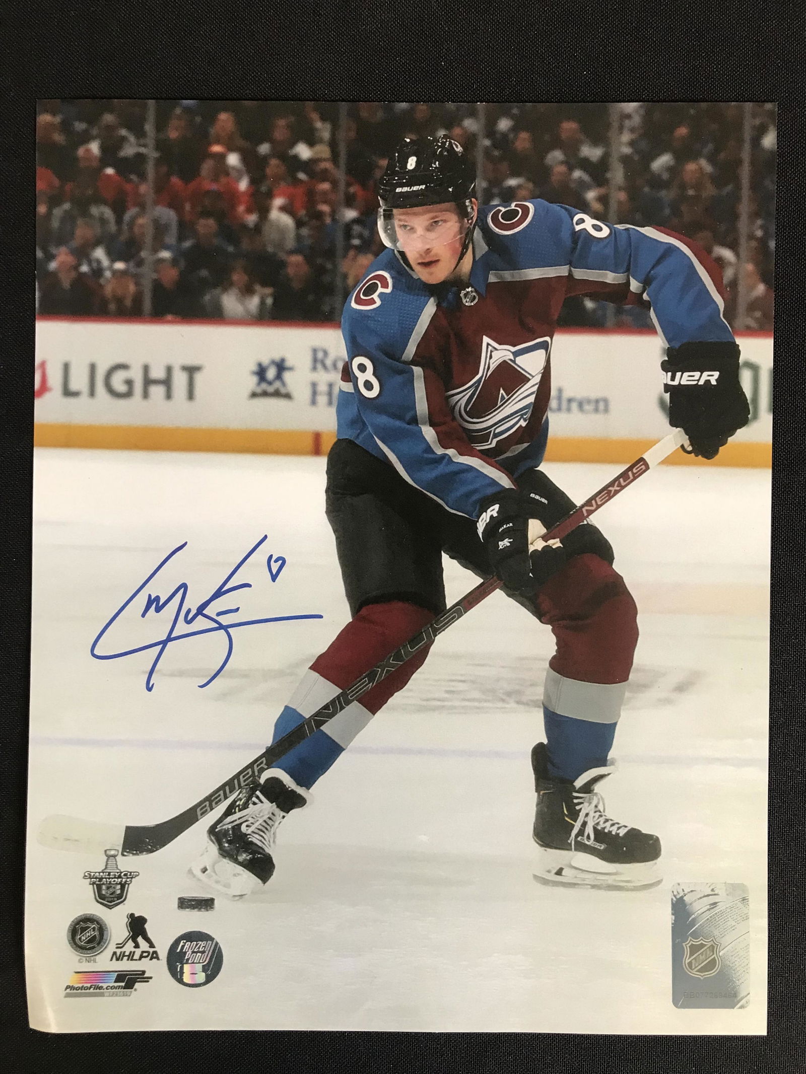 CALE MAKAR SIGNED COLORADO AVALANCHE 8X10 PHOTO (FROZEN POND): CALE MAKAR SIGNED COLORADO AVALANCHE 8X10 PHOTO (FROZEN POND)