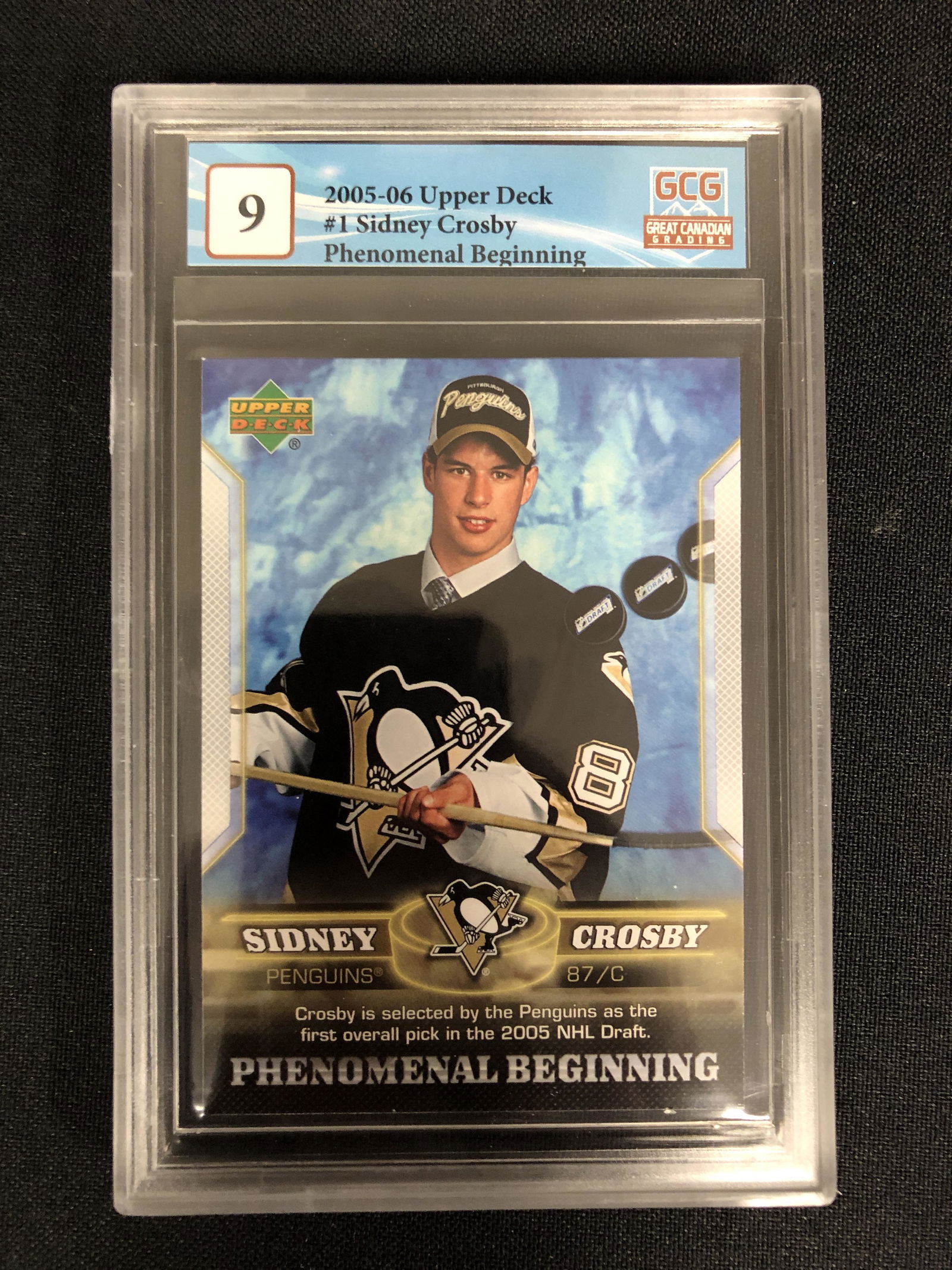 2005-06 UPPER DECK NO. 1 SIDNEY CROSBY PHENOMENAL BEGINING (GCG 9) (1 of 2)