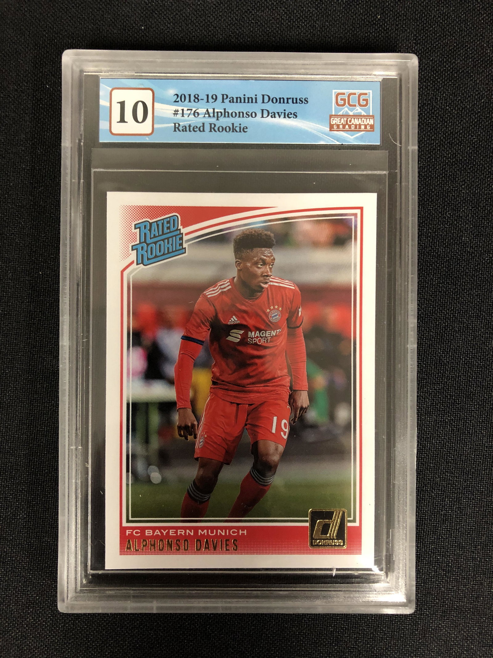 2018-19 PANINI DONRUSS NO. 176 ALPHONSO DAVIES RATED ROOKIE (GCG 10): 2018-19 PANINI DONRUSS NO. 176 ALPHONSO DAVIES RATED ROOKIE (GCG 10)