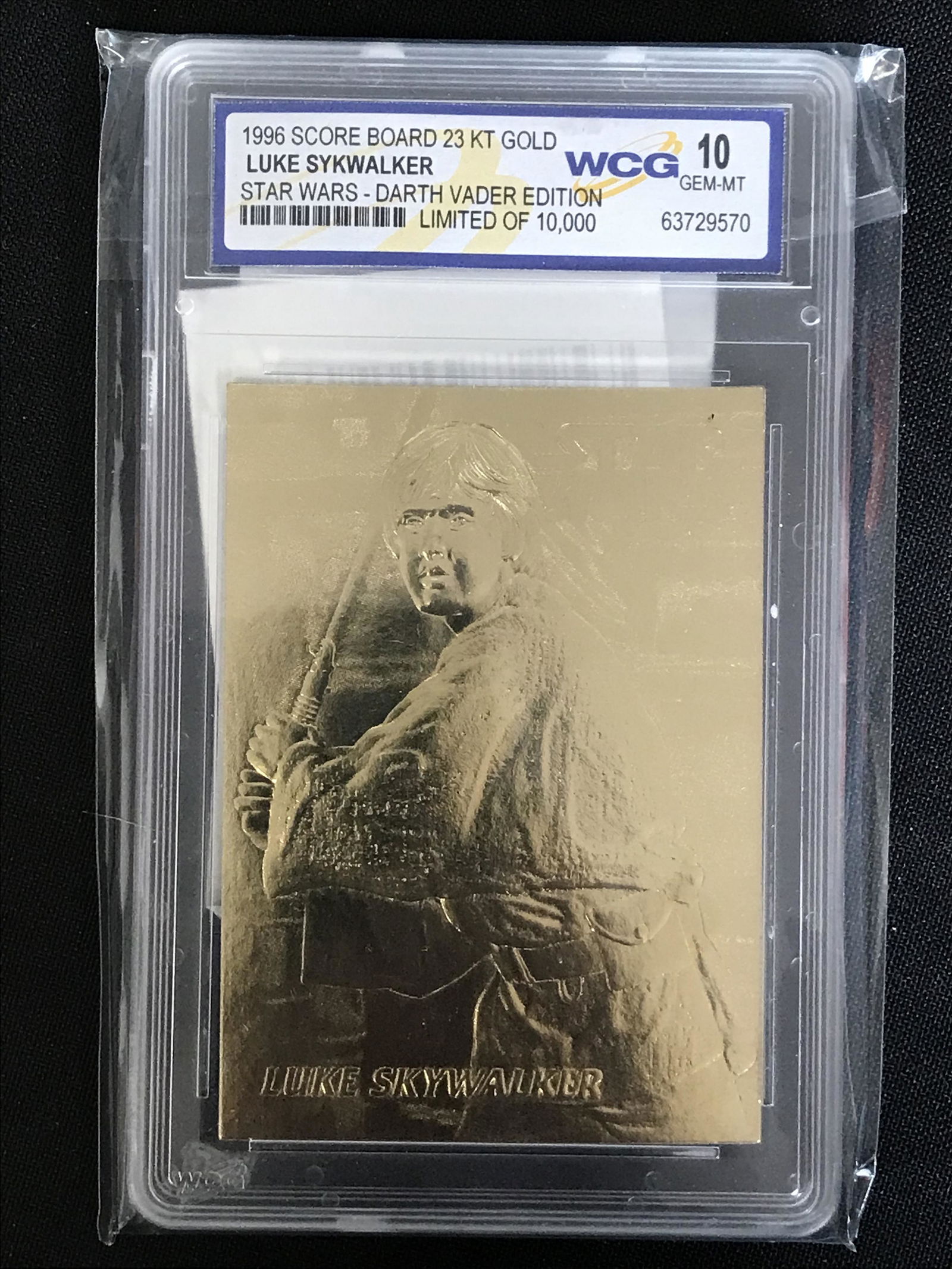 1996 SCORE BOARD LUKE SKYWALKER 23K GOLD STAR WARS CARD (WCG 10) (1 of 2)