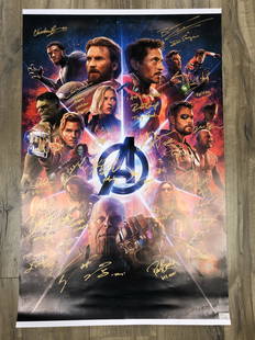 AVENGERS INFINITY WARS COMPLETE CAST SIGNED 24 X 36 MOVIE POSTER (RA COA): AVENGERS INFINITY WARS COMPLETE CAST SIGNED 24 X 36 MOVIE POSTER (RA COA)