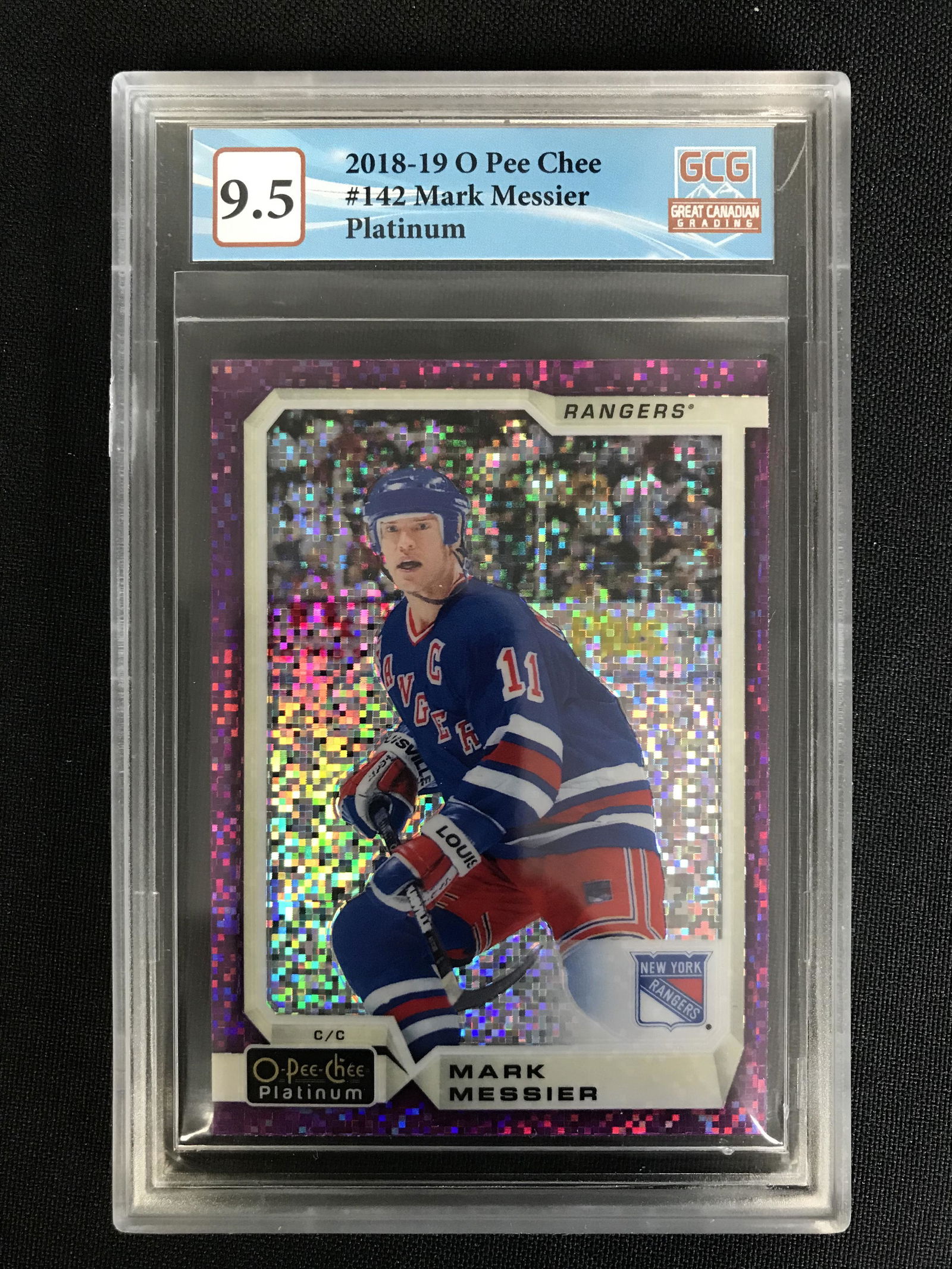 2018-19 O-PEE-CHEE PLATINUM NO. 142 MARK MESSIER VIOLET PIXEL (GCG 9.5): 2018-19 O-PEE-CHEE PLATINUM NO. 142 MARK MESSIER VIOLET PIXEL (GCG 9.5)