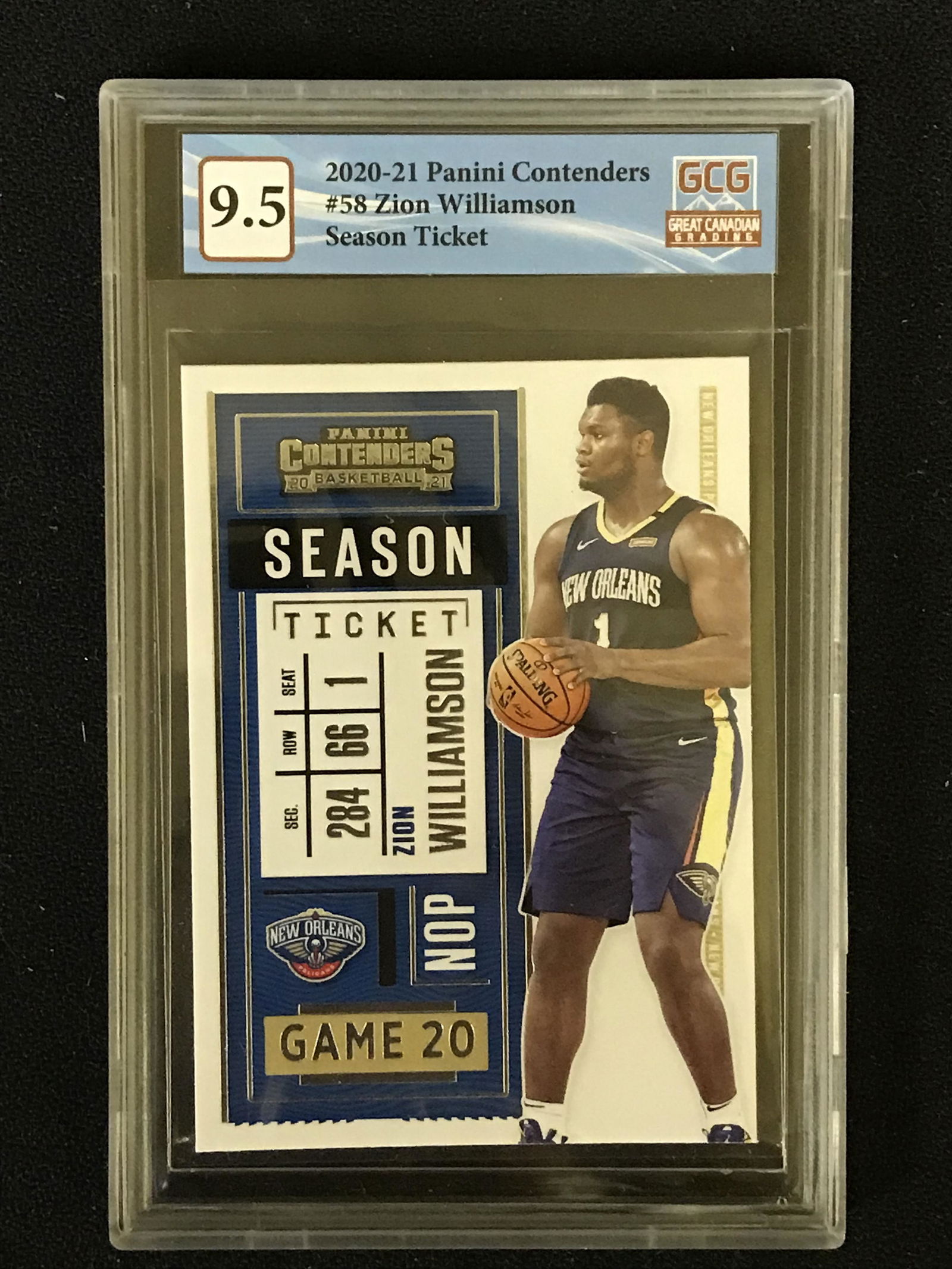 2020-21 PANINI CONTENDERS NO. 58 ZION WILLIAMSON SEASON TICKET (GCG 9.5) (1 of 2)