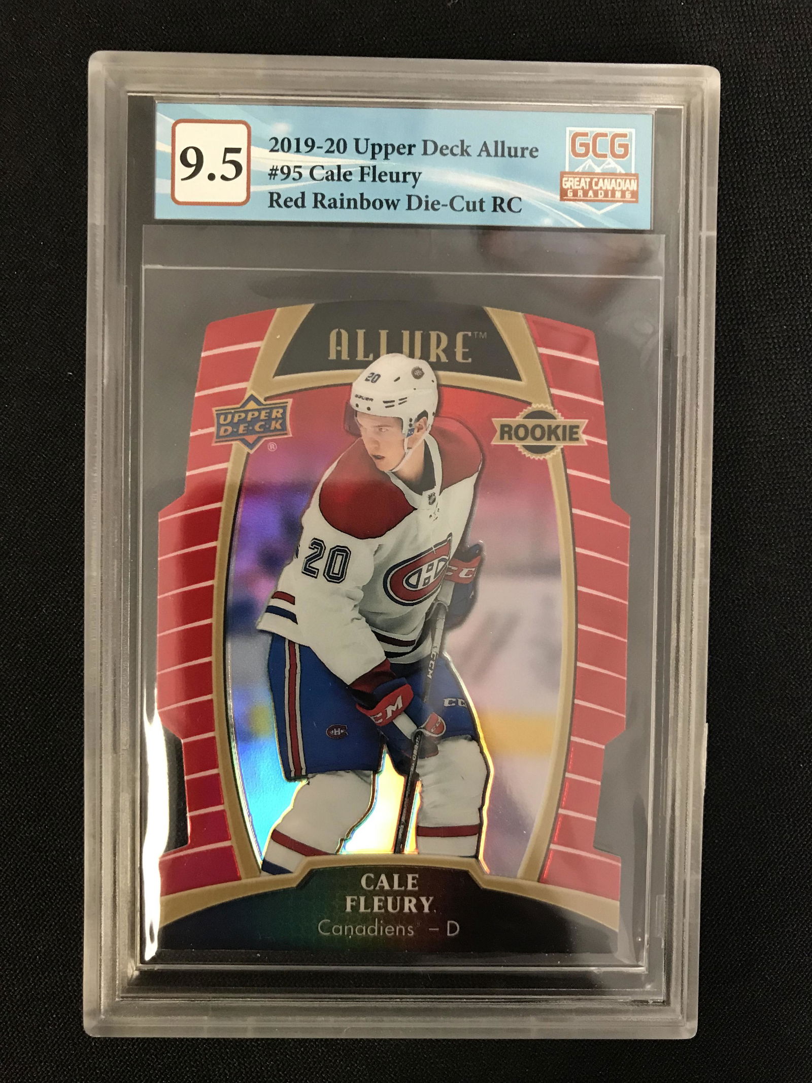 2019-20 UPPER DECK ALLURE NO. 95 CALE FLEURY RED RAINBOW DIE-CUT RC (GCG 9.5) (1 of 2)