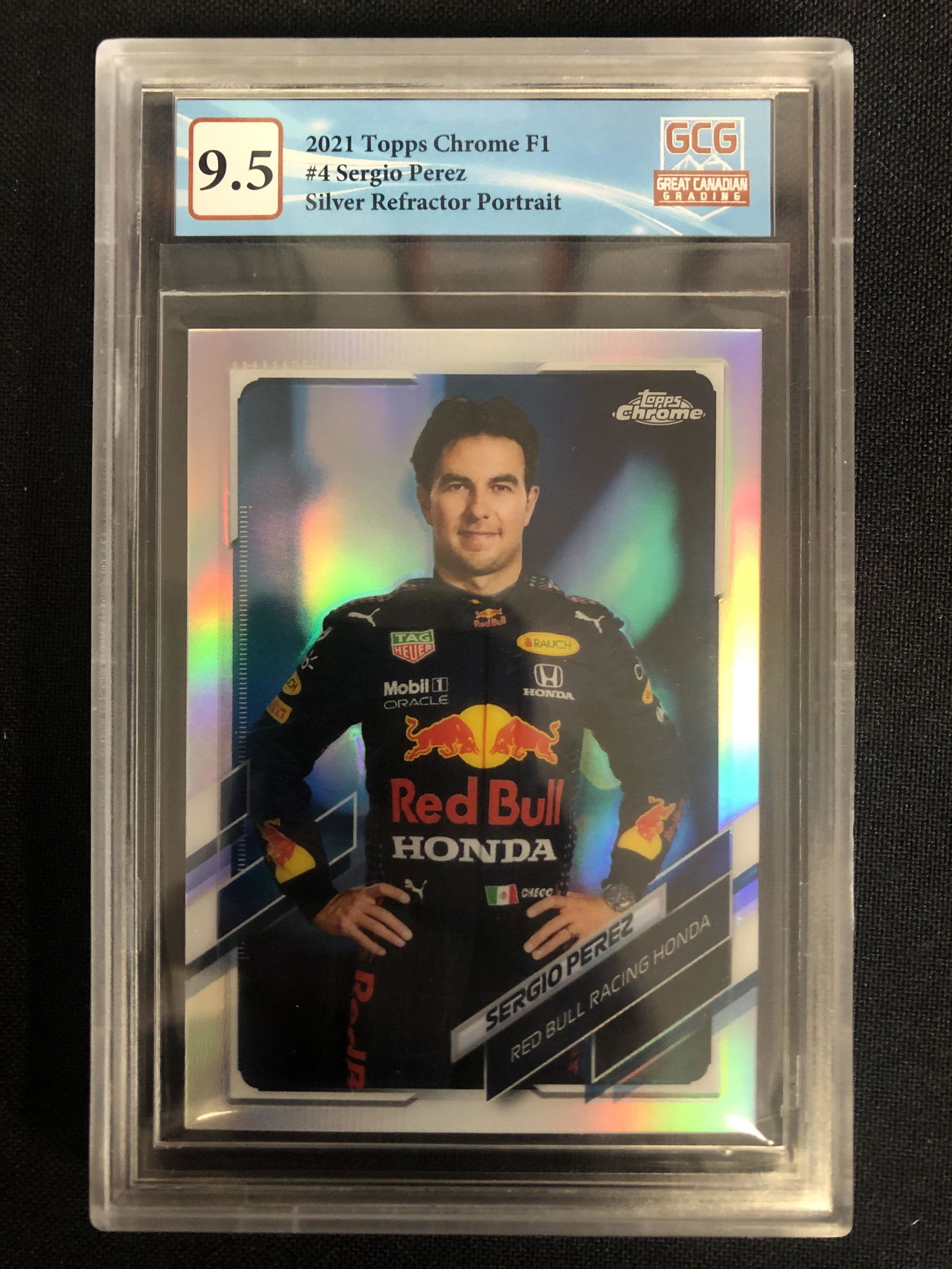 2021 TOPPS CHROME F1 NO. 4 SERGIO PEREZ SILVER REFRACTOR PORTRAIT (GCG 9.5) (1 of 2)