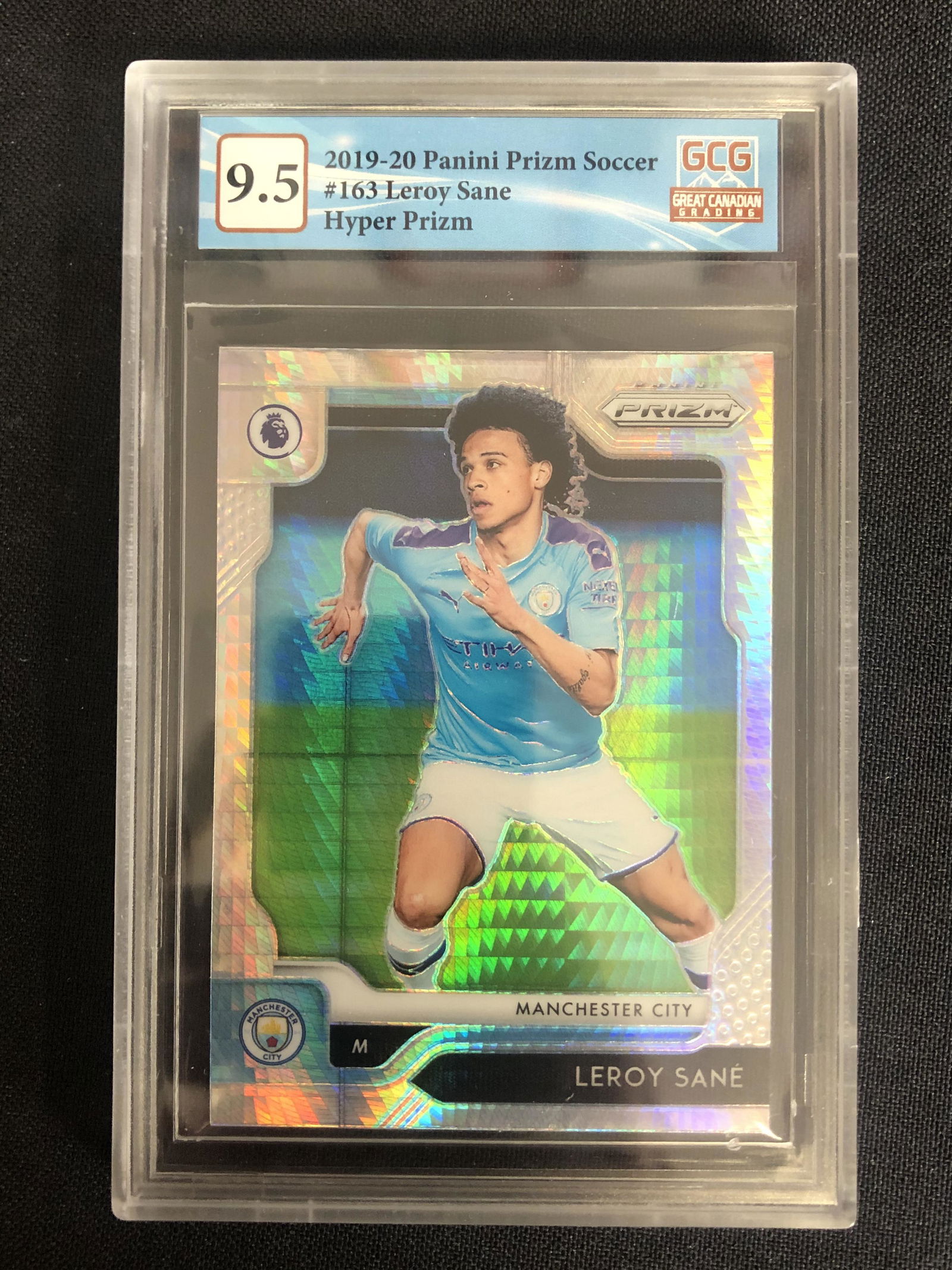 2019-20 PANINI PRIZM SOCCER NO. 163 LEROY SANE HYPER PRIZM (GCG 9.5) (1 of 2)