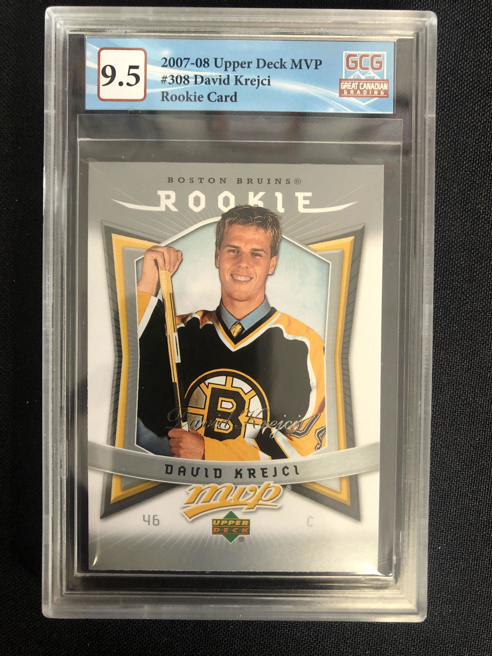 2007-08 UPPER DECK MVP NO. 308 DAVID KREJCI RC (GCG 9.5) (1 of 2)