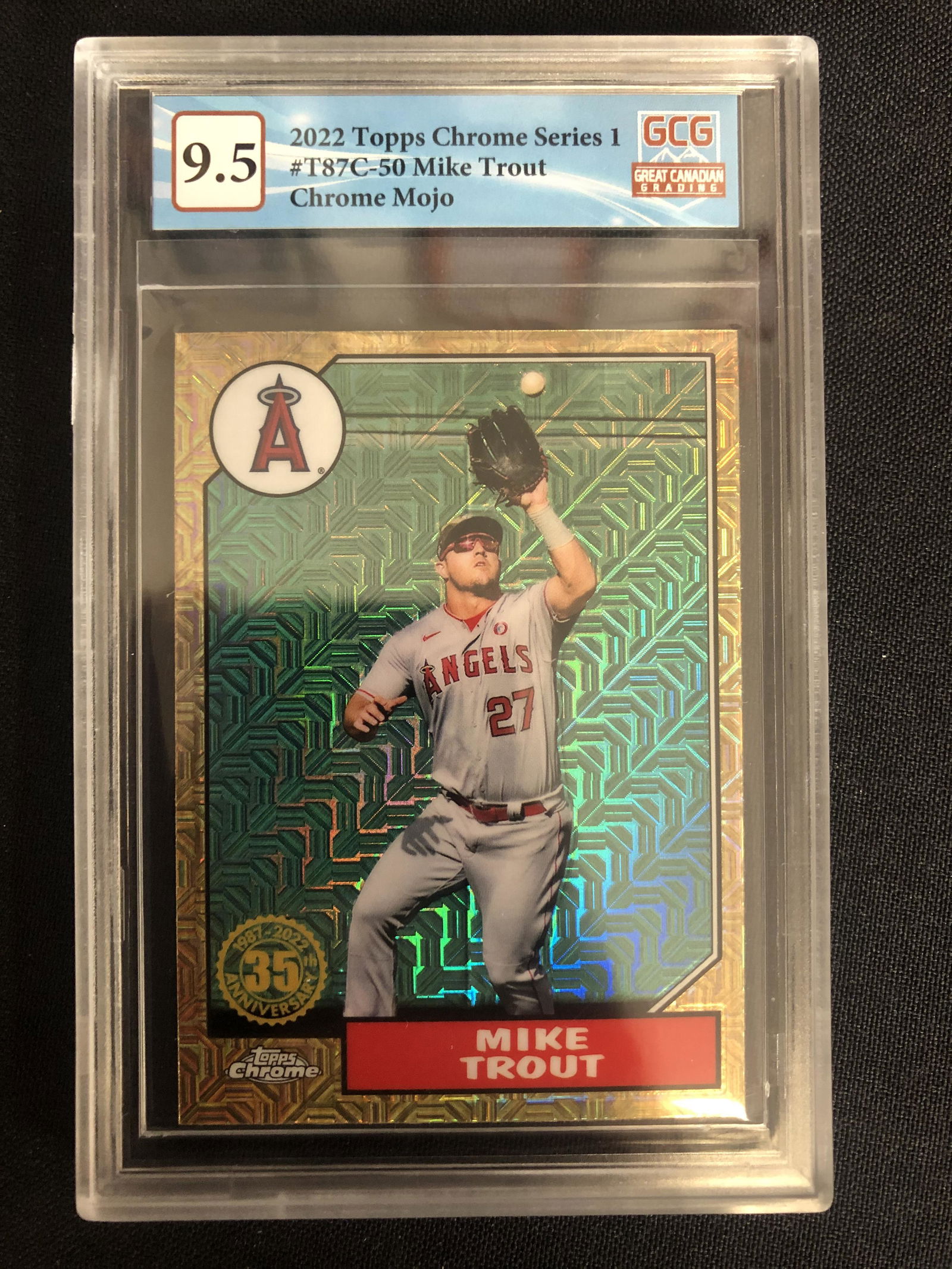 2022 TOPPS CHROME SERIES 1 NO. T87C-50 MIKE TROUT CHROME MOJO (GCG 9.5) (1 of 2)