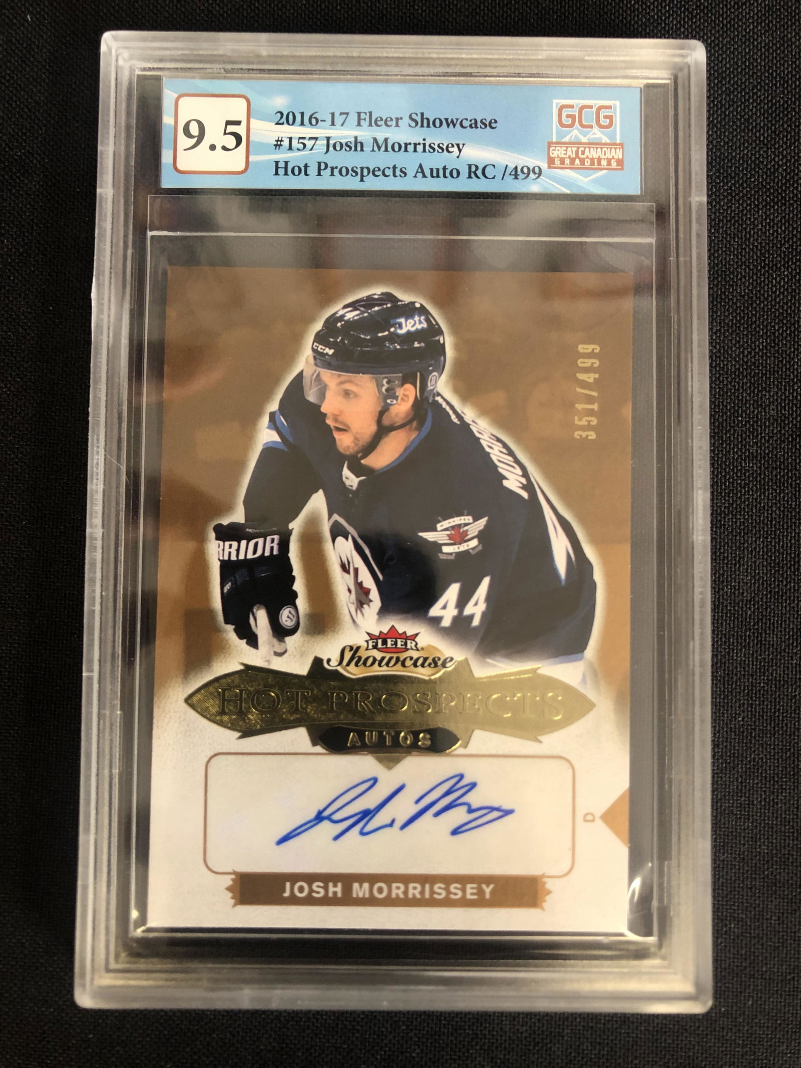 2016-17 FLEER SHOWCASE NO. 157 JOSH MORRISSEY AUTO RC 351/499 (GCG 9.5) (1 of 2)
