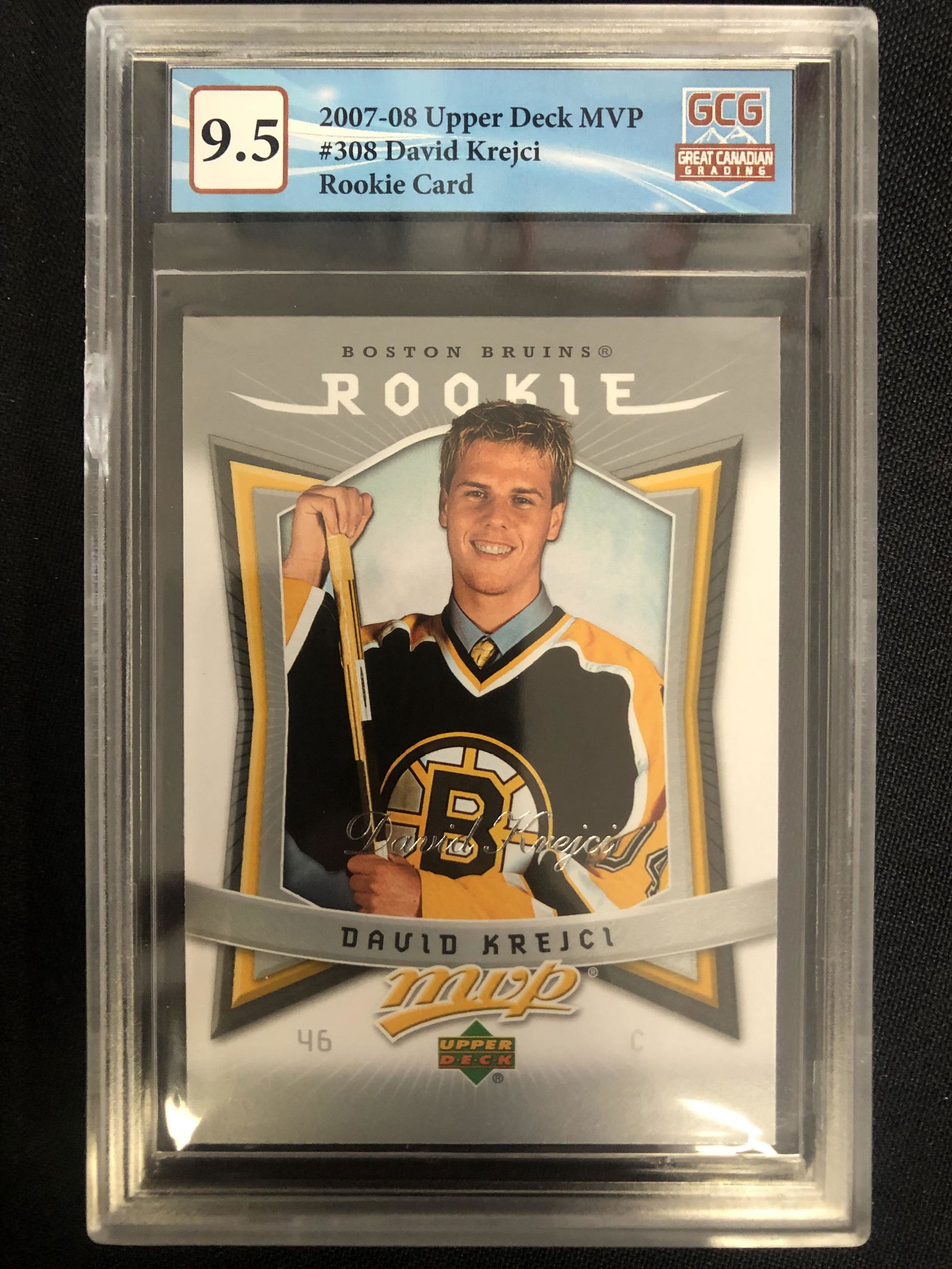 2007-08 UPPER DECK MVP NO. 308 DAVID KREJCI RC (GCG 9.5) (1 of 2)