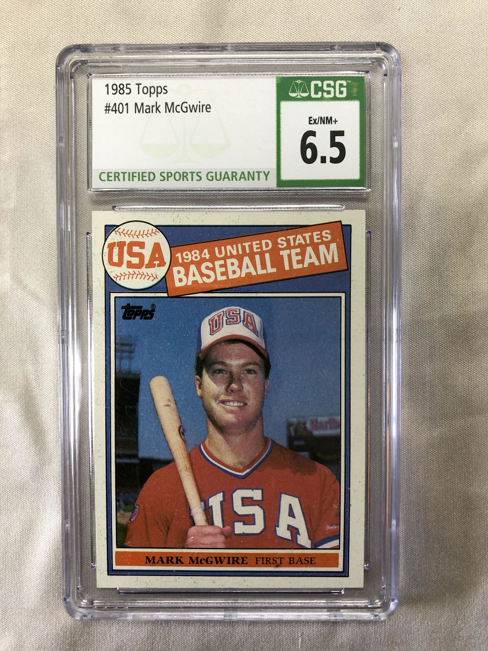 1985 TOPPS NO. 401 MARK McGWIRE RC (CSG 6.5) (1 of 1)