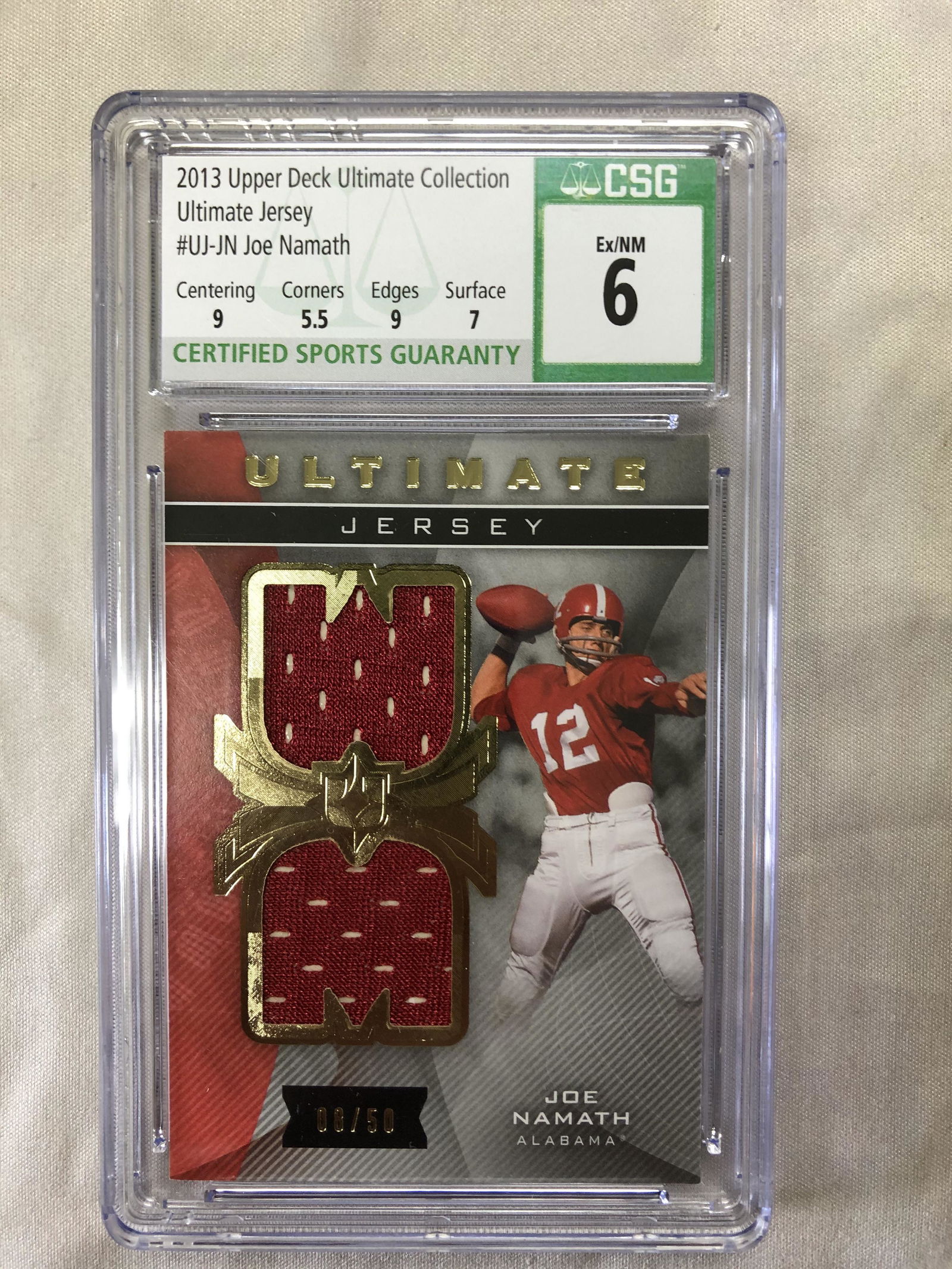 2013 UD ULTIMATE COLLECTION NO. UJ-JM JOE NAMATH  ULTIMATE JERSEY (CSG 6) (1 of 1)