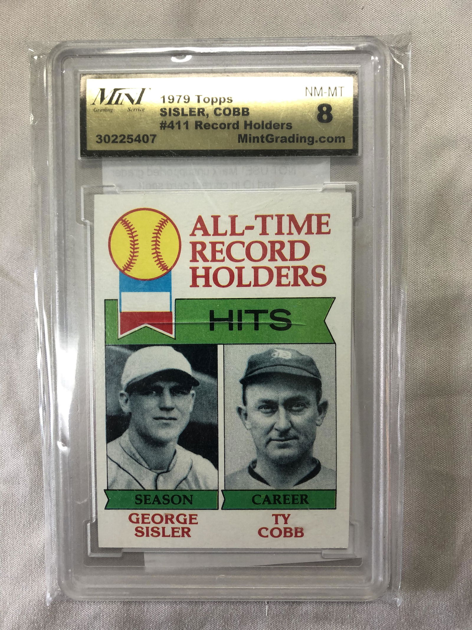 1979 TOPPS NO. 411 TY COBB/GEORGE SISLER (MGS 8) (1 of 1)