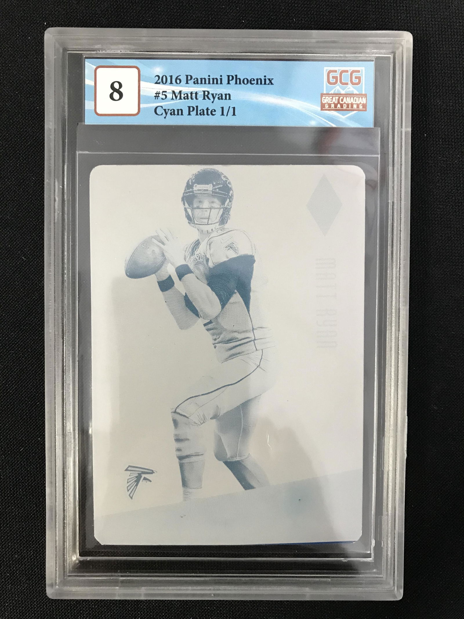2016 PANINI NO. 5 MATT RYAN CYAN PRINTING PLATE 1/1 (GCG 8) (1 of 2)