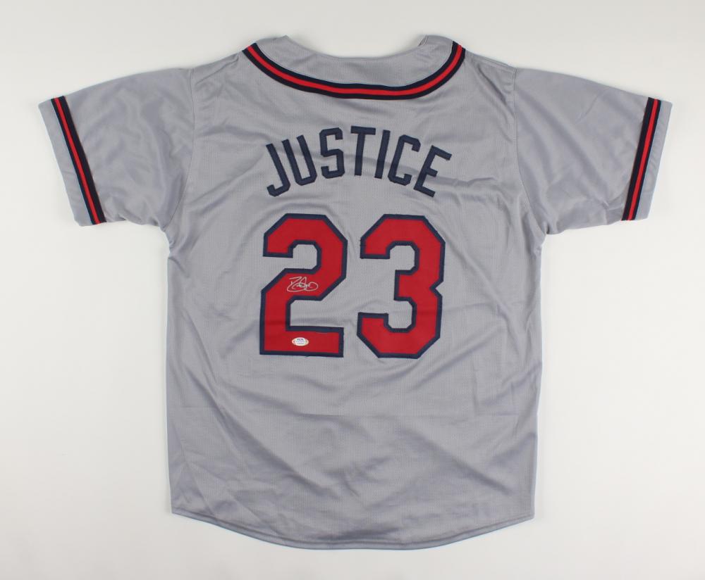 DAVID JUSTICE SIGNED ATLANTA BRAVES PRO STYLE JERSEY (PSA COA) (1 of 3)