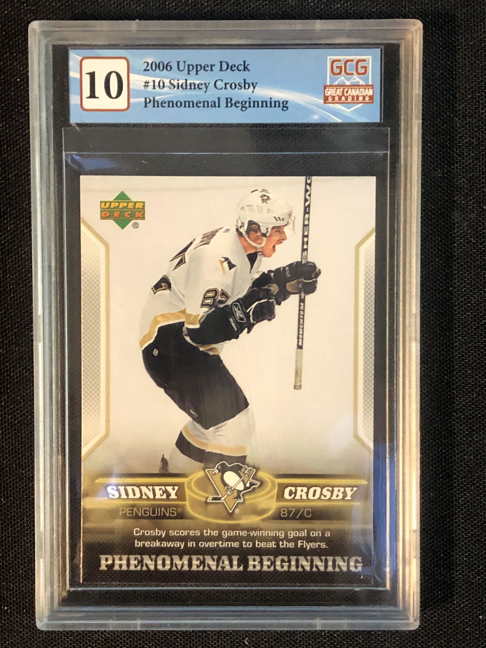 2006-07 UPPER DECK NO. 10 SIDNEY CROSBY PHENOMENAL BEGINNING (GCG 10) (1 of 2)