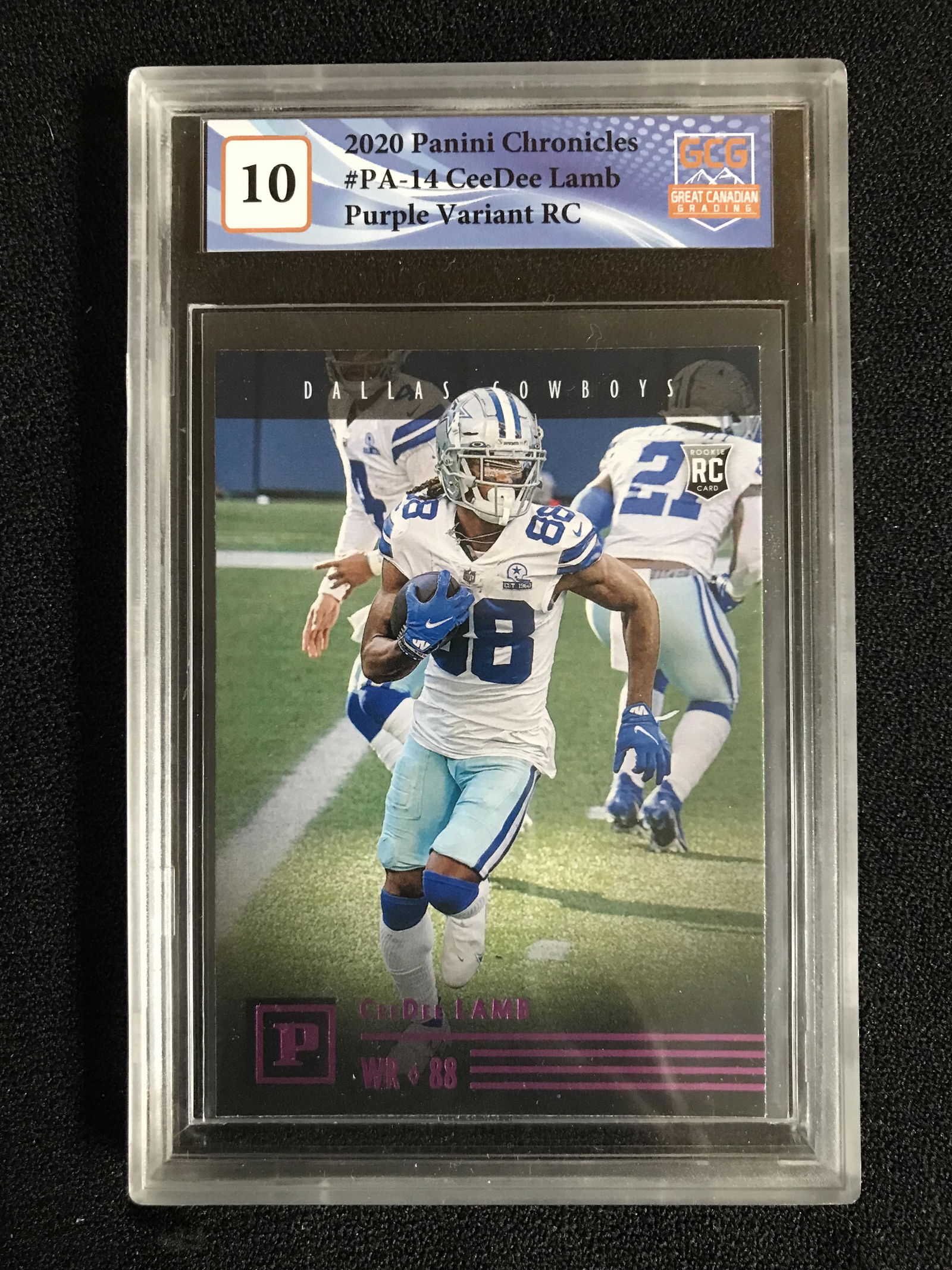 2020 PANINI CHRONICLES NO. CEEDEE LAMB PURPLE FOIL RC (GCG 10) (1 of 1)