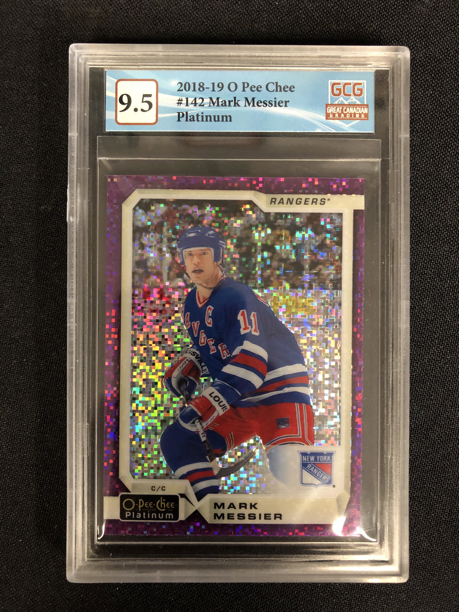 2018-19 OPC PLATINUM MARK MESSIER VIOLET PIXEL REFRACTOR (GCG 9.5) (1 of 2)