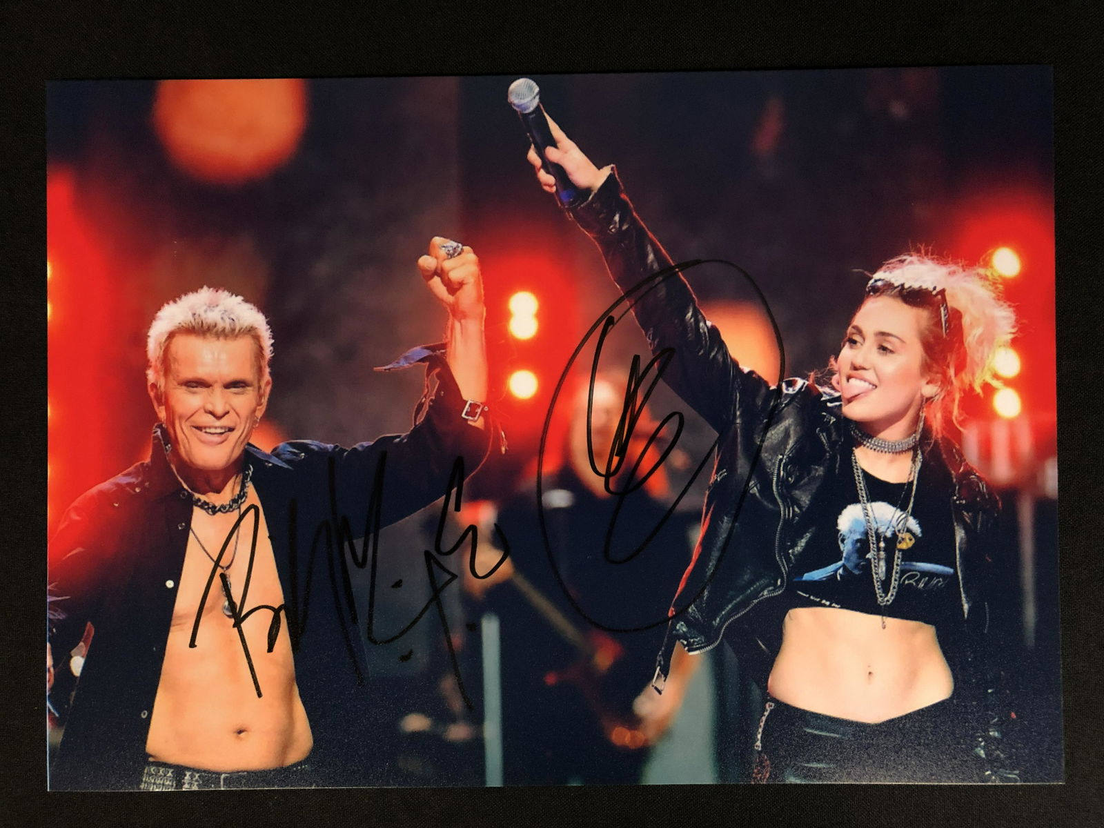 MILEY CYRUS AND FLEA DUAL-SIGNED 8X10 PHOTO (RA COA) (1 of 2)