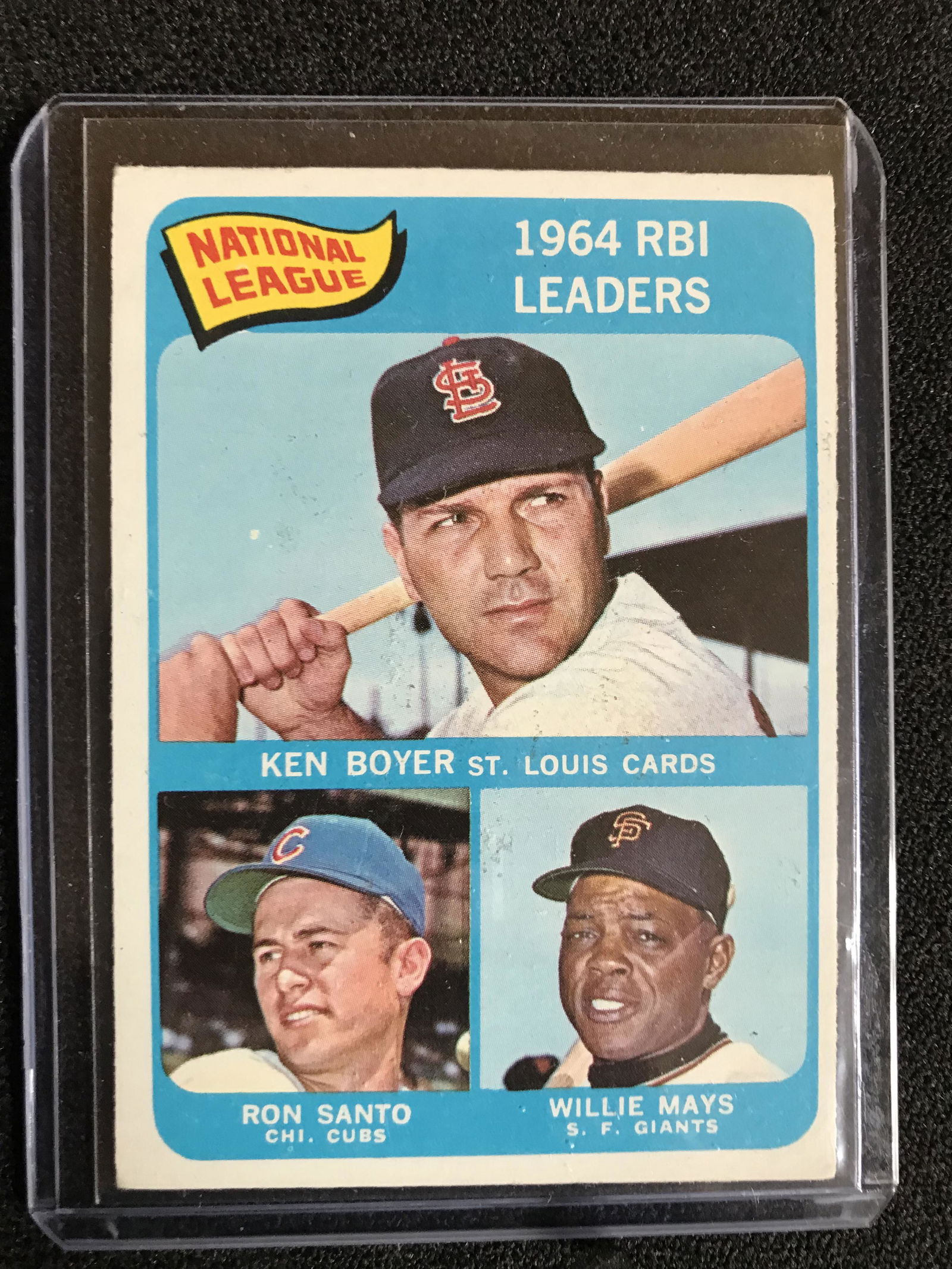 1965 TOPPS NO.6 N.L. 1964 RBI LEADERS KEN BOYER/ RON SANTO/ WILLIE MAYS (1 of 2)