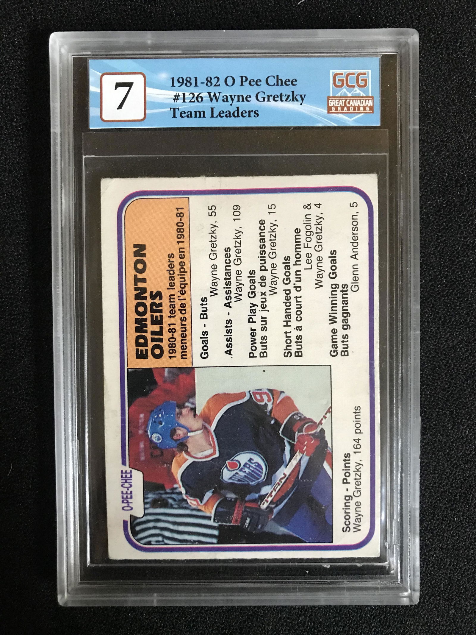 1981-82 O-PEE-CHEE NO.126 WAYNE GRETZKY TEAM LEADERS (GCG 7) (1 of 1)