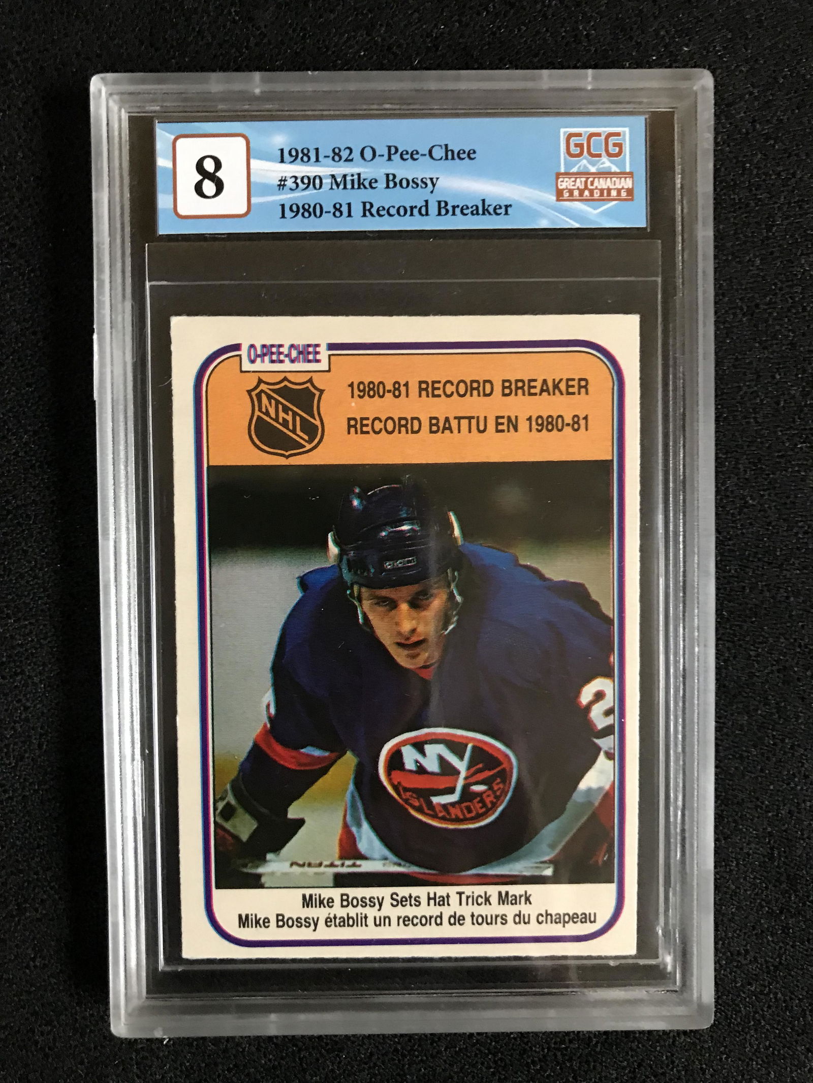 1981-82 O-PEE-CHEE NO.390 MIKE BOSSY 1980-81 RECORD BREAKER (GCG 8) (1 of 2)