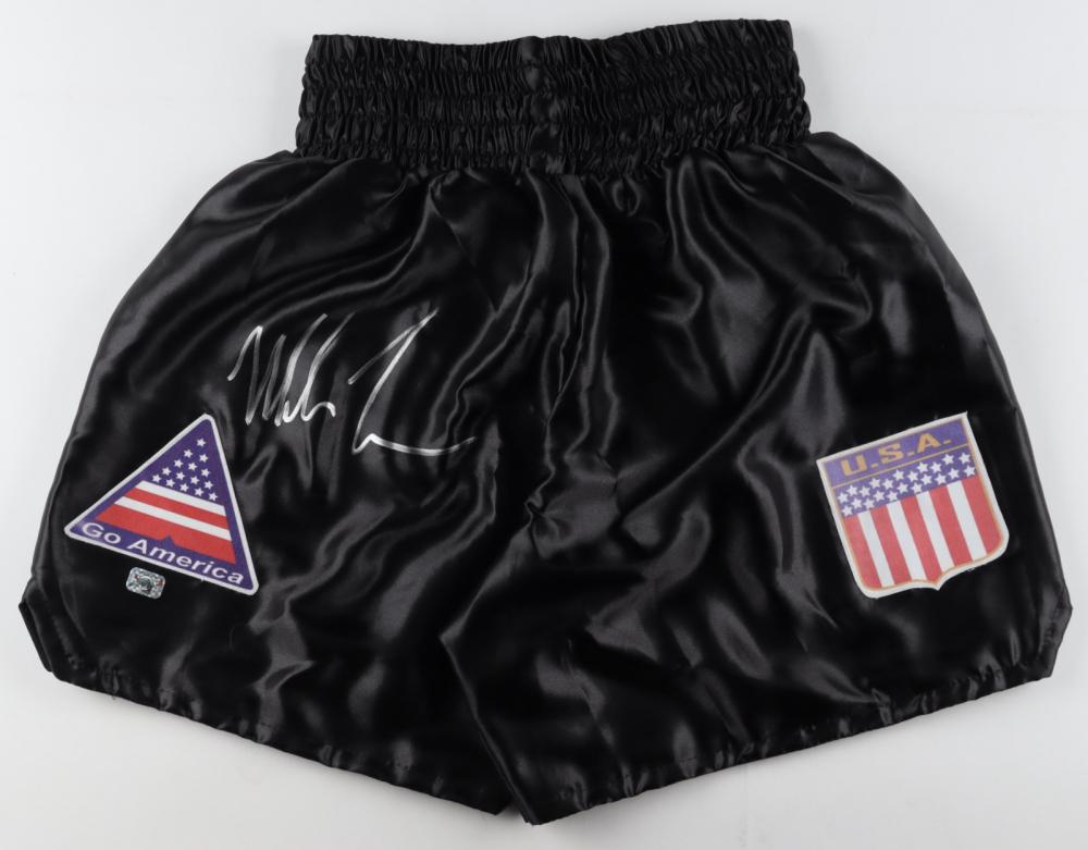 MIKE TYSON SIGNED BLACK BOXING TRUNKS (BECKETT COA) (1 of 3)