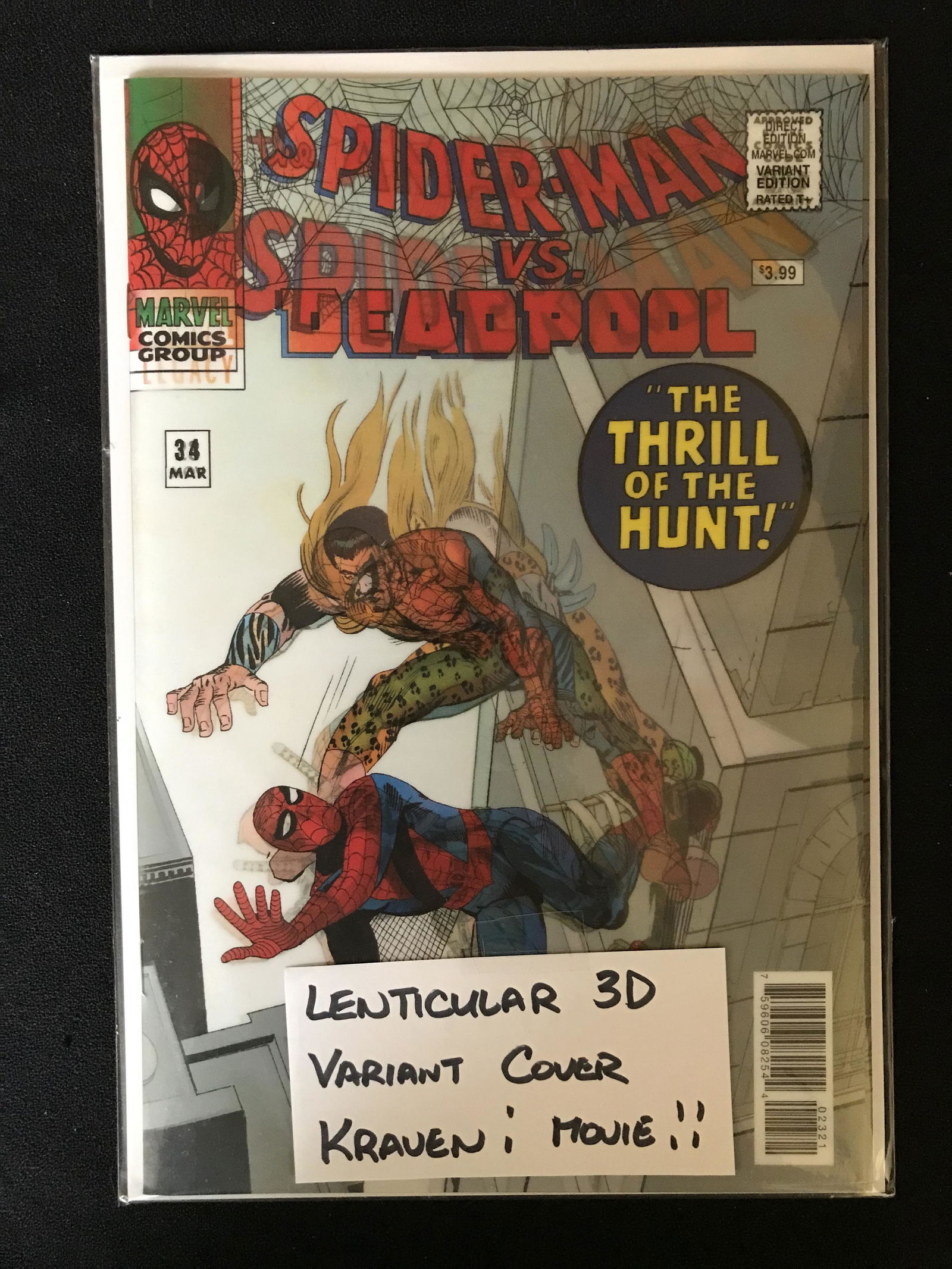 SPIDER-MAN VS DEADPOOL NO. 34 LENTICULAR 3D VARIANT COVER (MARVEL, 2018) (1 of 1)