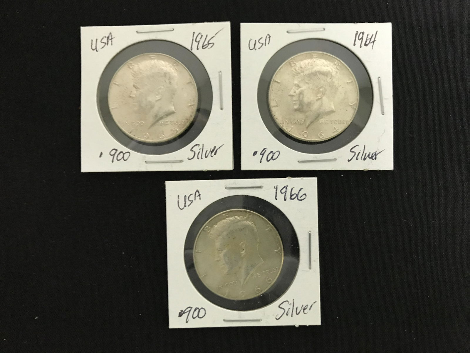 LOT OF 3 USA KENNEDY HALF DOLLARS ALL .900 SILVER (1 of 1)