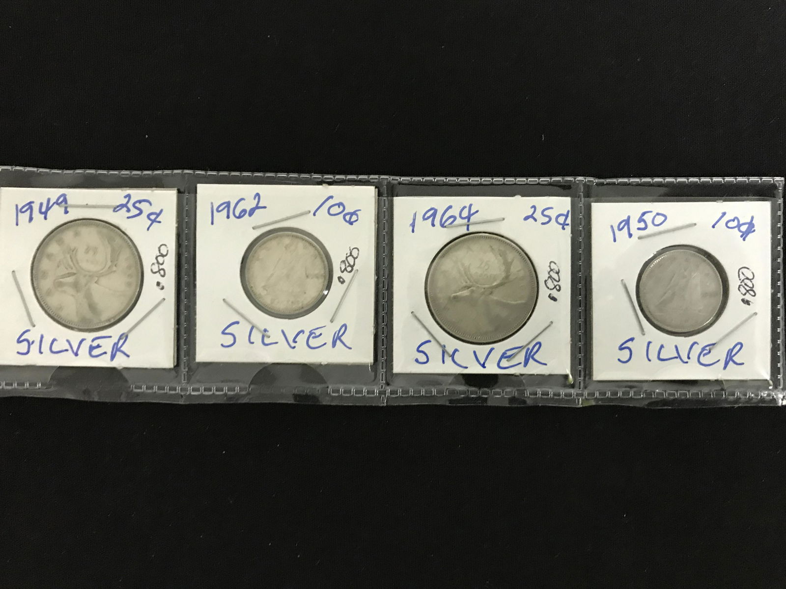 LOT OF CANADIAN SILVER DIMES AND QUARTERS .800 SILVER (1 of 1)