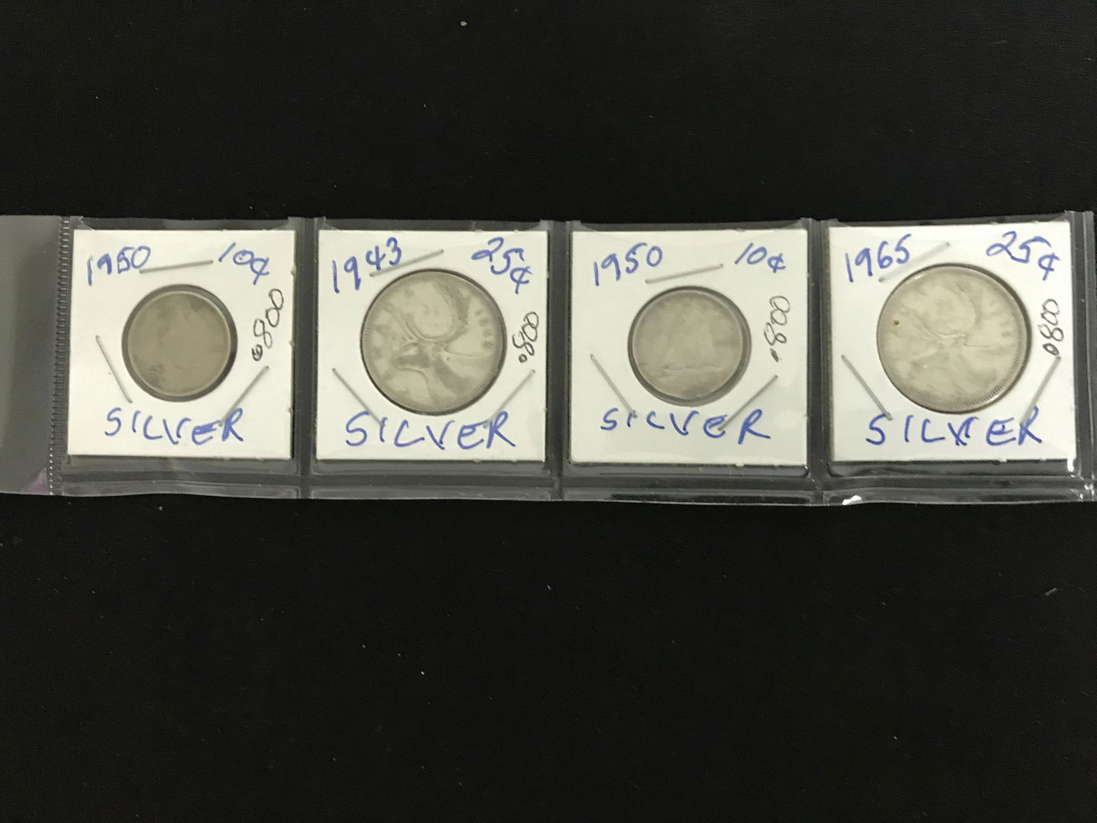LOT OF CANADIAN SILVER DIMES AND QUARTERS .800 SILVER (1 of 1)