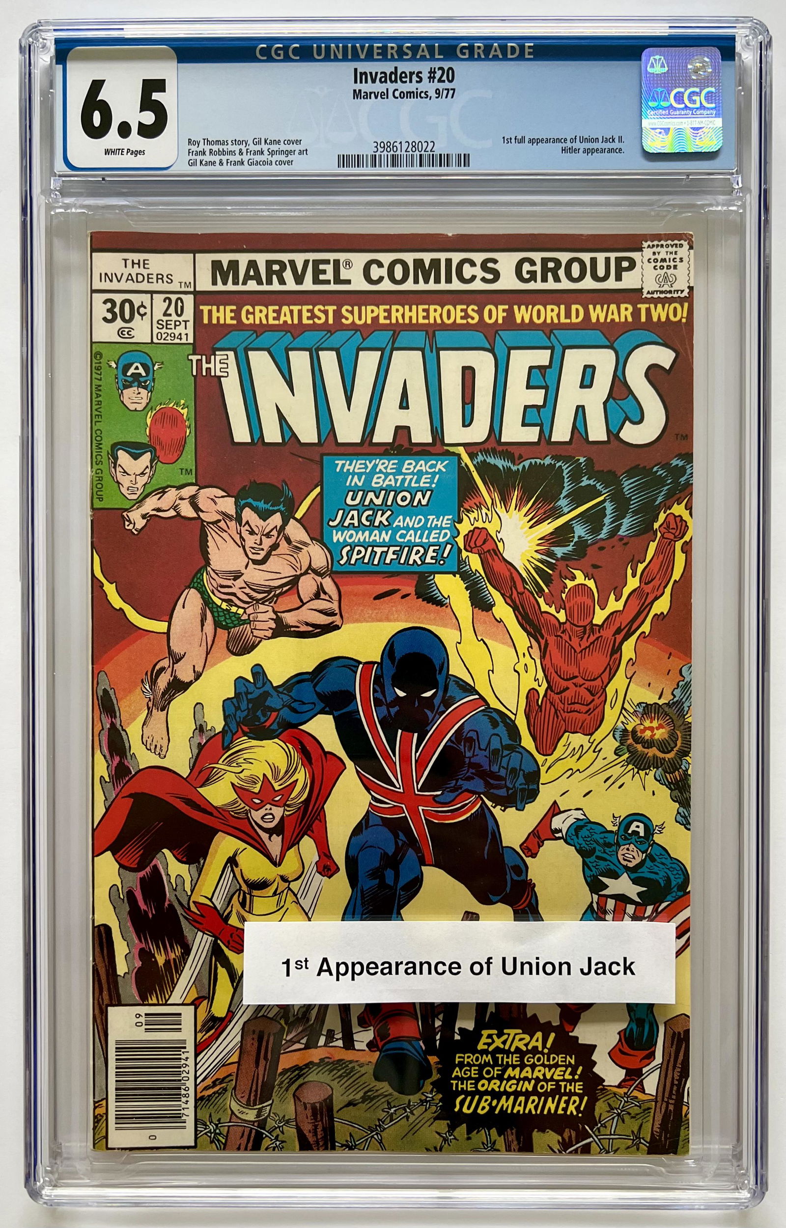 INVADERS #20 CGC 6.5 (MARVEL COMICS, 1977) (1 of 1)