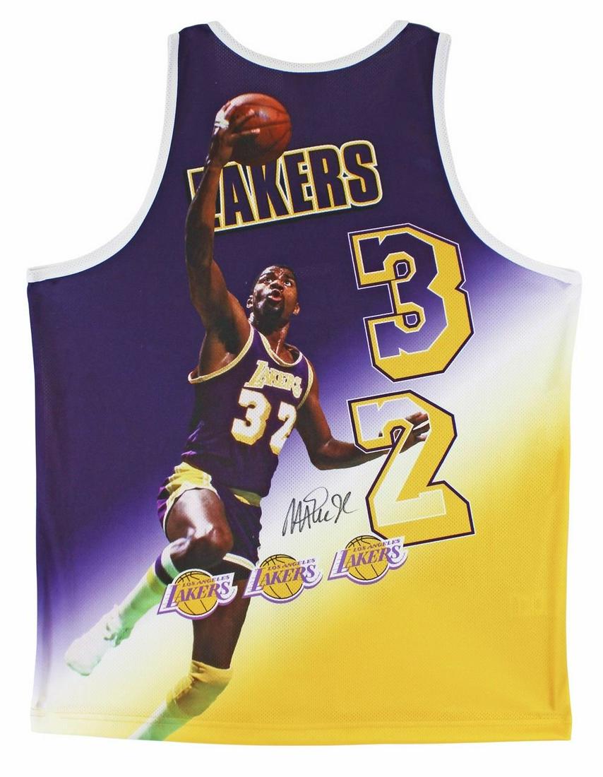 Lakers Magic Johnson Signed Mitchell & Ness HWC Portrait Jersey (Beckett) (1 of 3)
